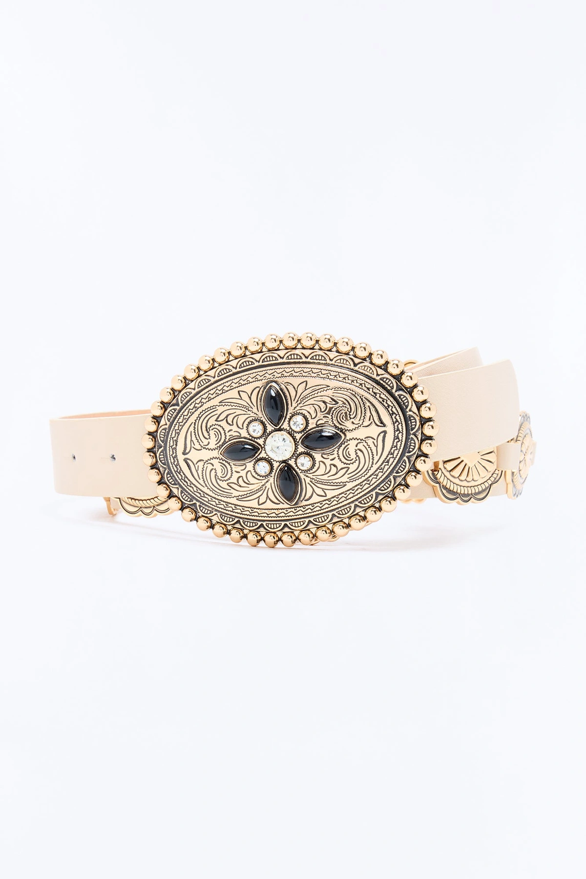 Ranch Royale Faux Leather Concho Belt - Ivory/combo — Marfim/combinação