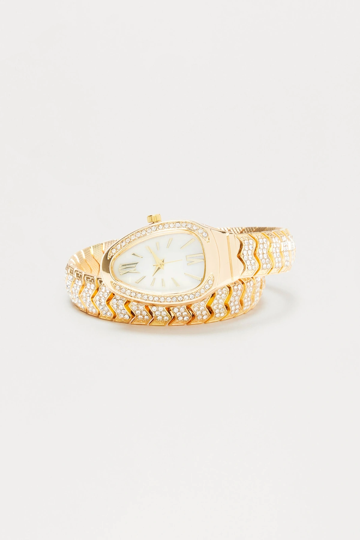 Viper Noir Rhinestone Watch - Gold — Dourado