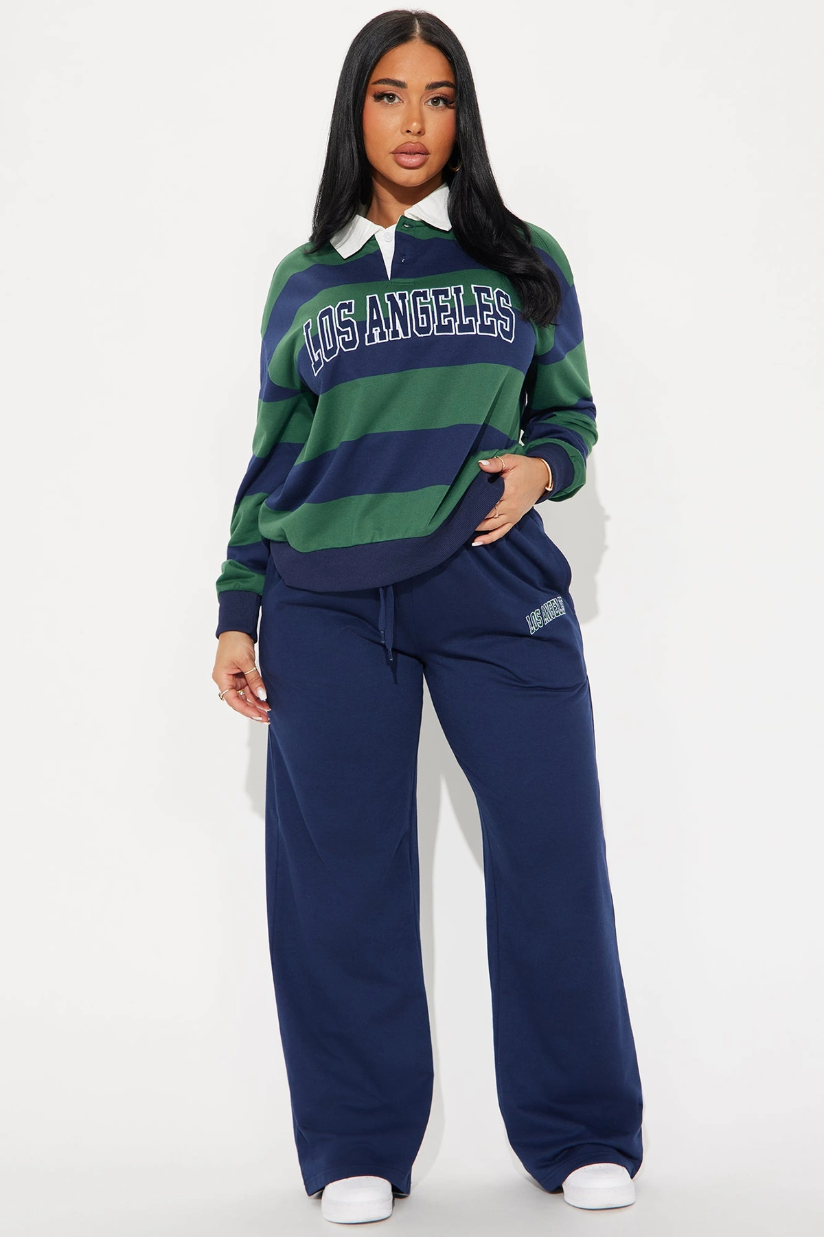 Sporty Day Wide Leg Pant Set - Hunter — Verde-escuro
