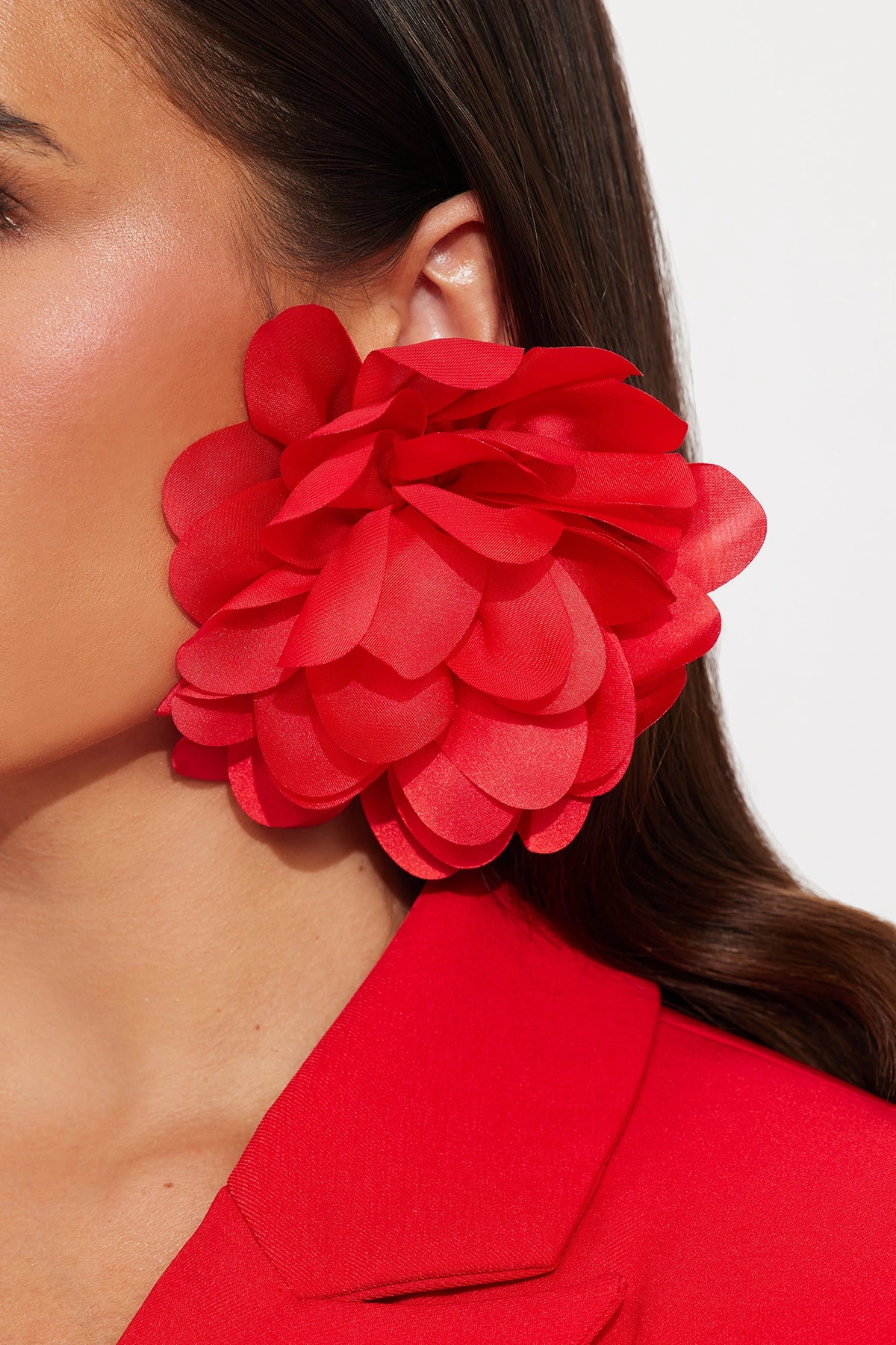 Lovers Rose Floral Drop Earrings - Red — Vermelho