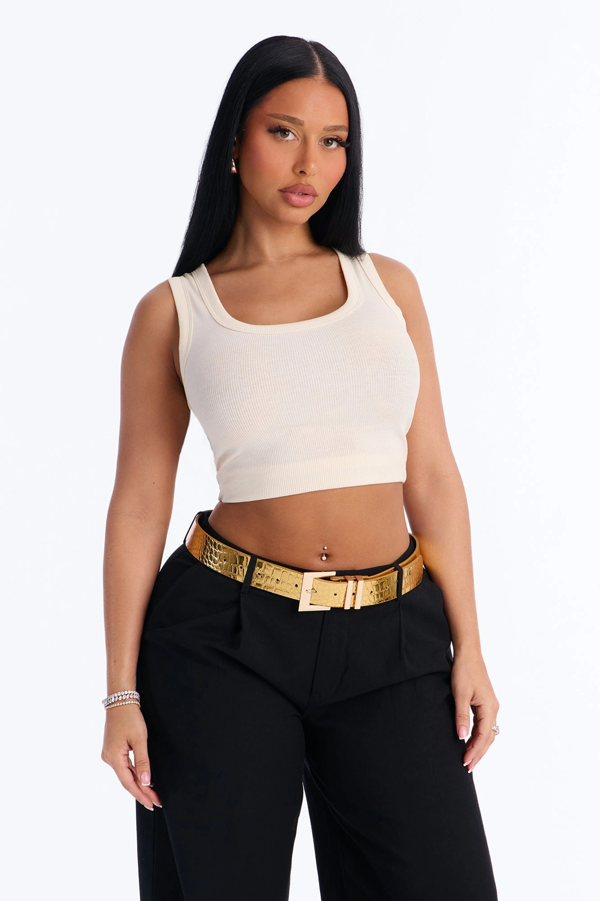 Too Far Gone Leather Belt - Gold — Dourado