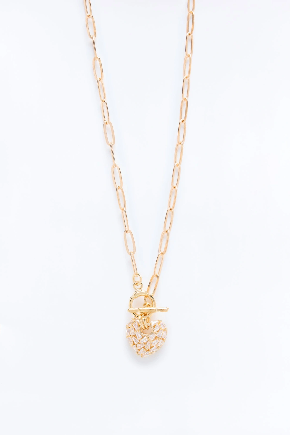Cubic Zirconia Heartful Necklaces - Gold — Dourado