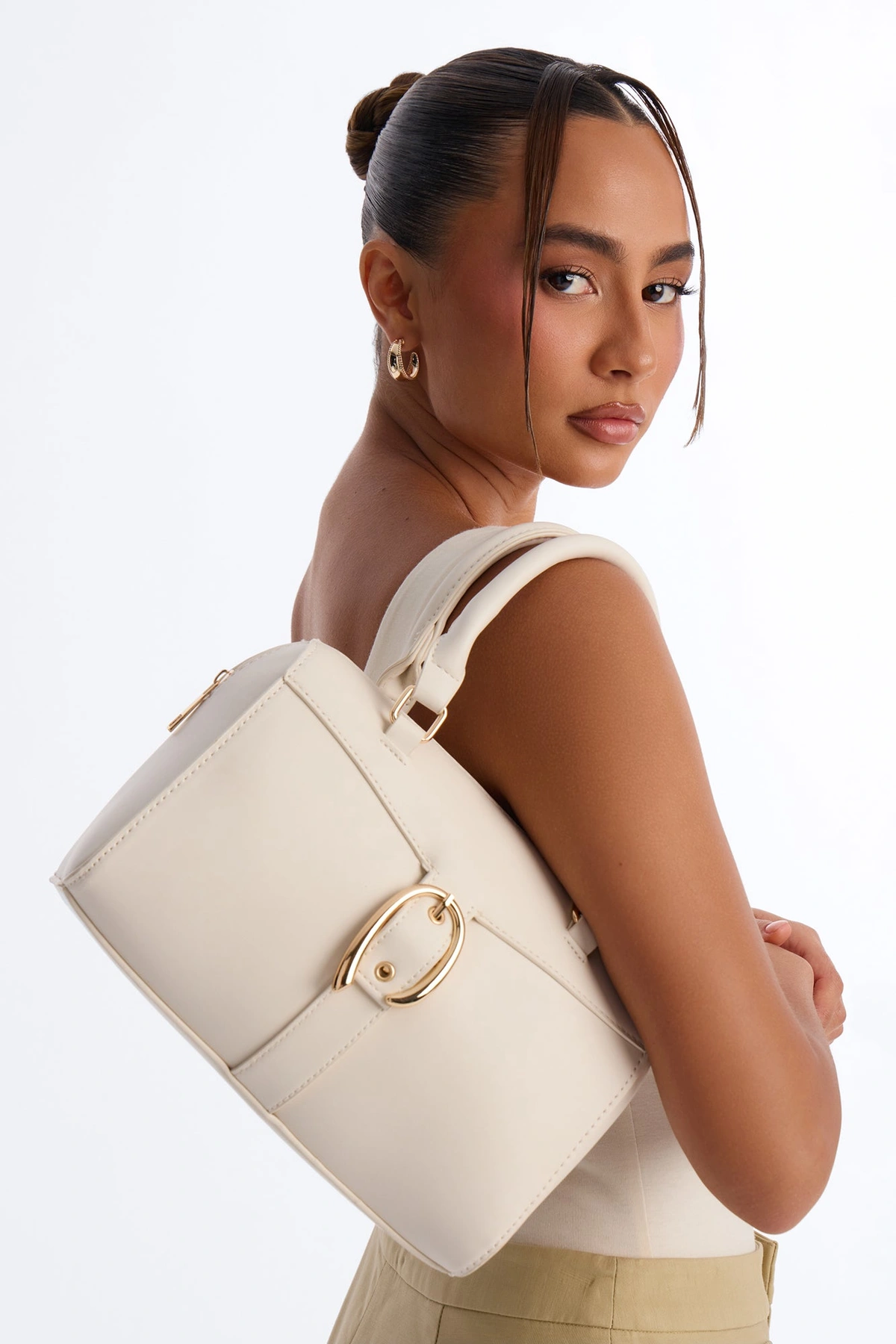 On My Good Side Faux Leather Handbag - Ivory — Marfim