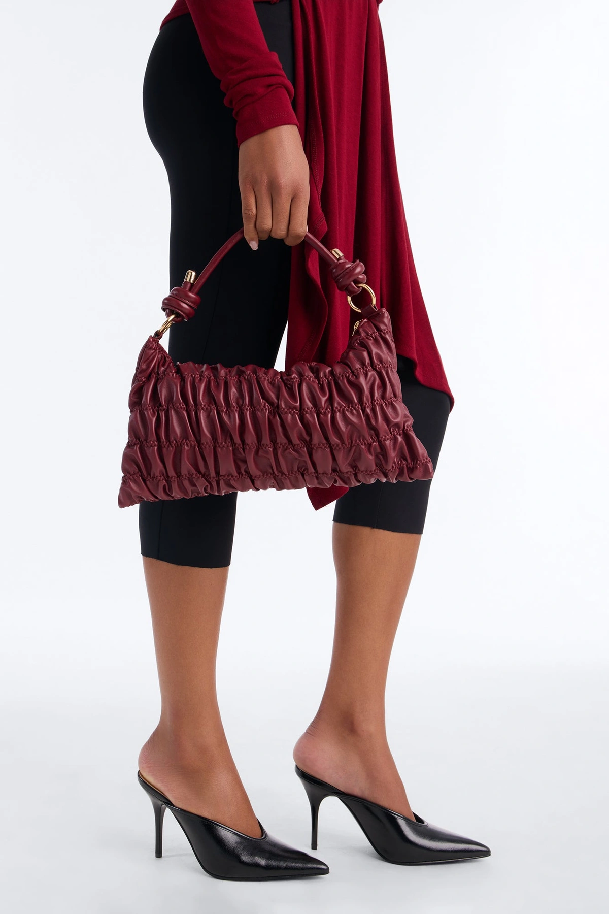 Stitch Please Faux Leather Shoulder Handbag - Burgundy — Bordô