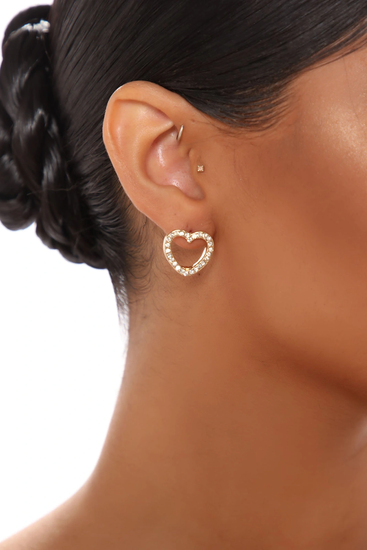 Hearts For Days Earrings - Gold/Clear — Dourado/Clear