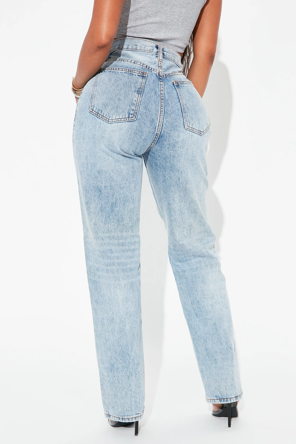 Crossover Straight Leg Jeans - Light Blue Wash — claro Azul lavagem