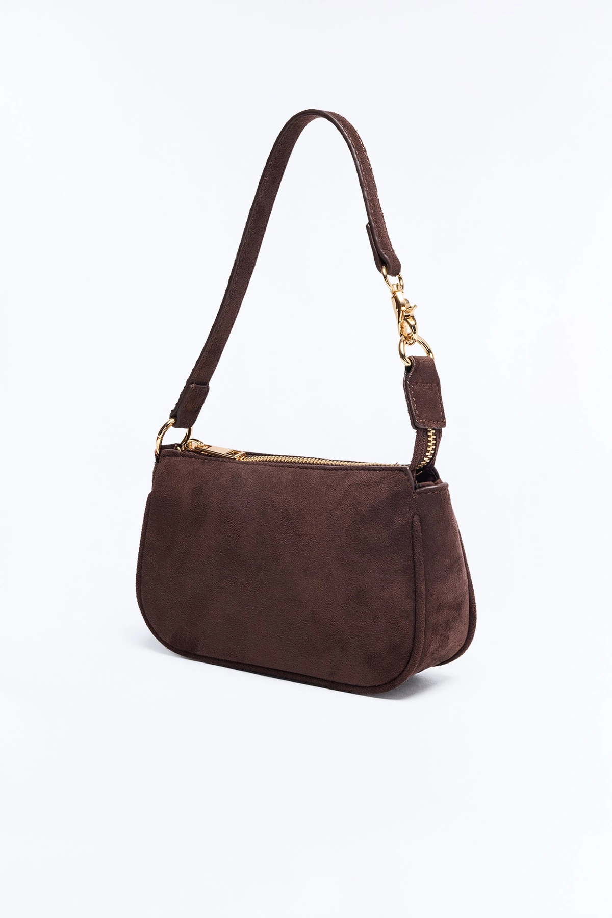 Touch Me Right Faux Suede Shoulder Handbag - Brown — Castanho