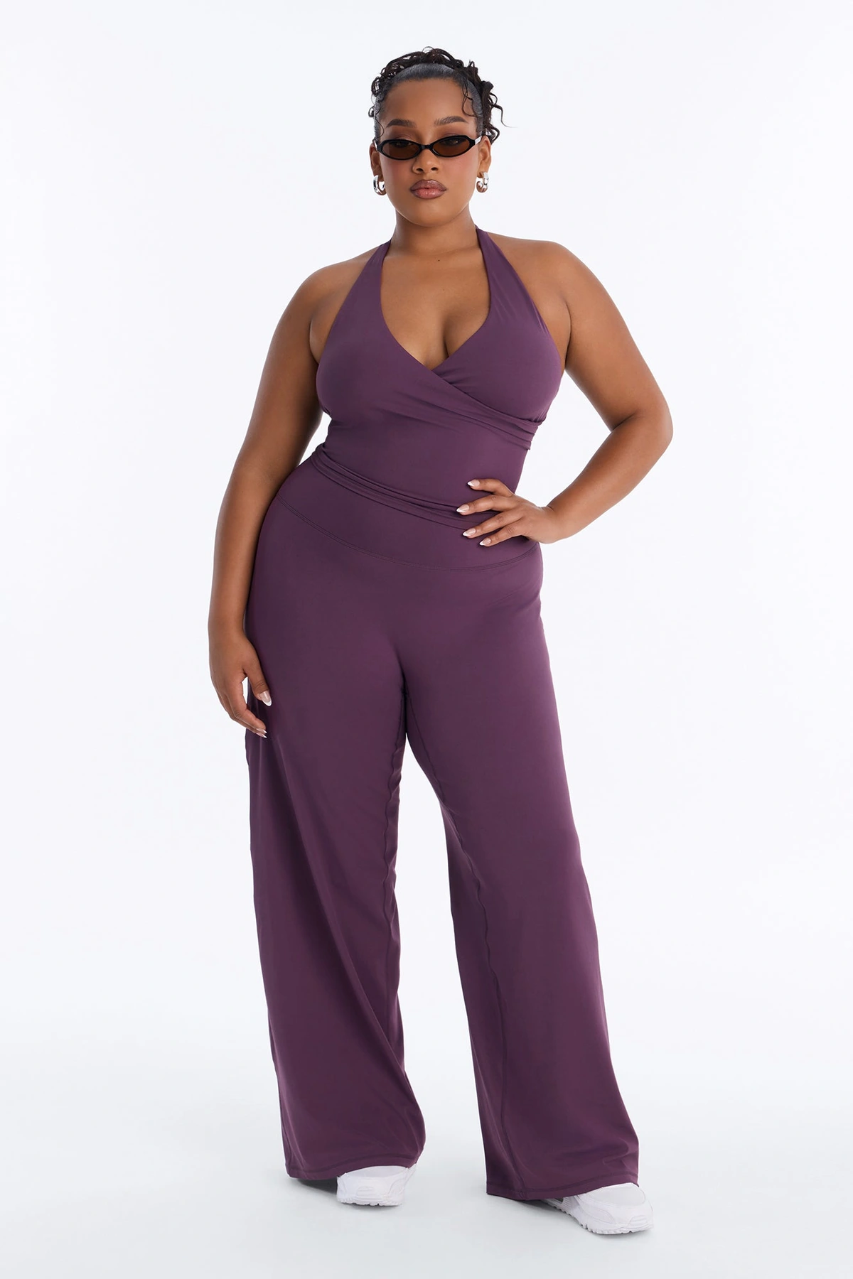 Riley Active Surplice Pant Set - Plum — Plum