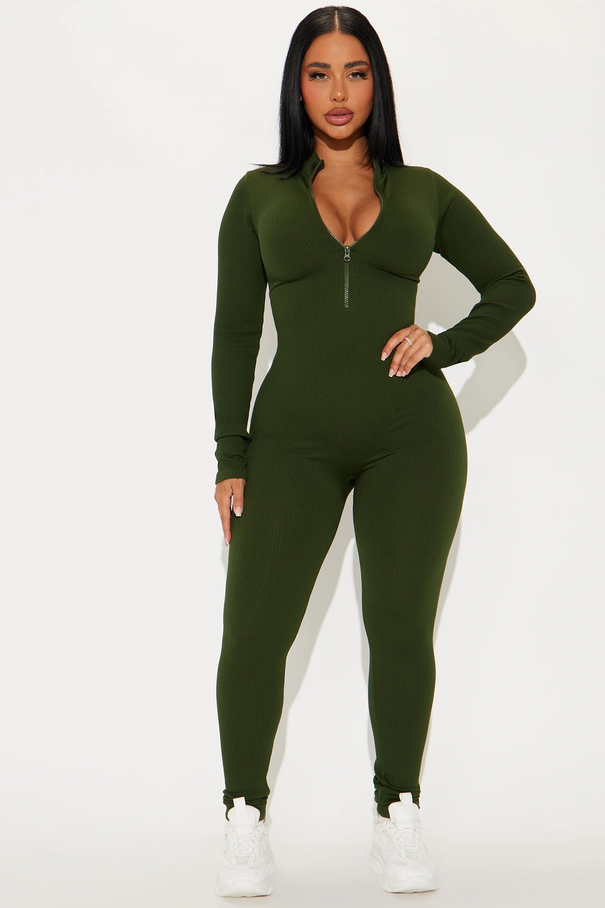 Chloe Seamless Jumpsuit - Olive — Verde-azeitona