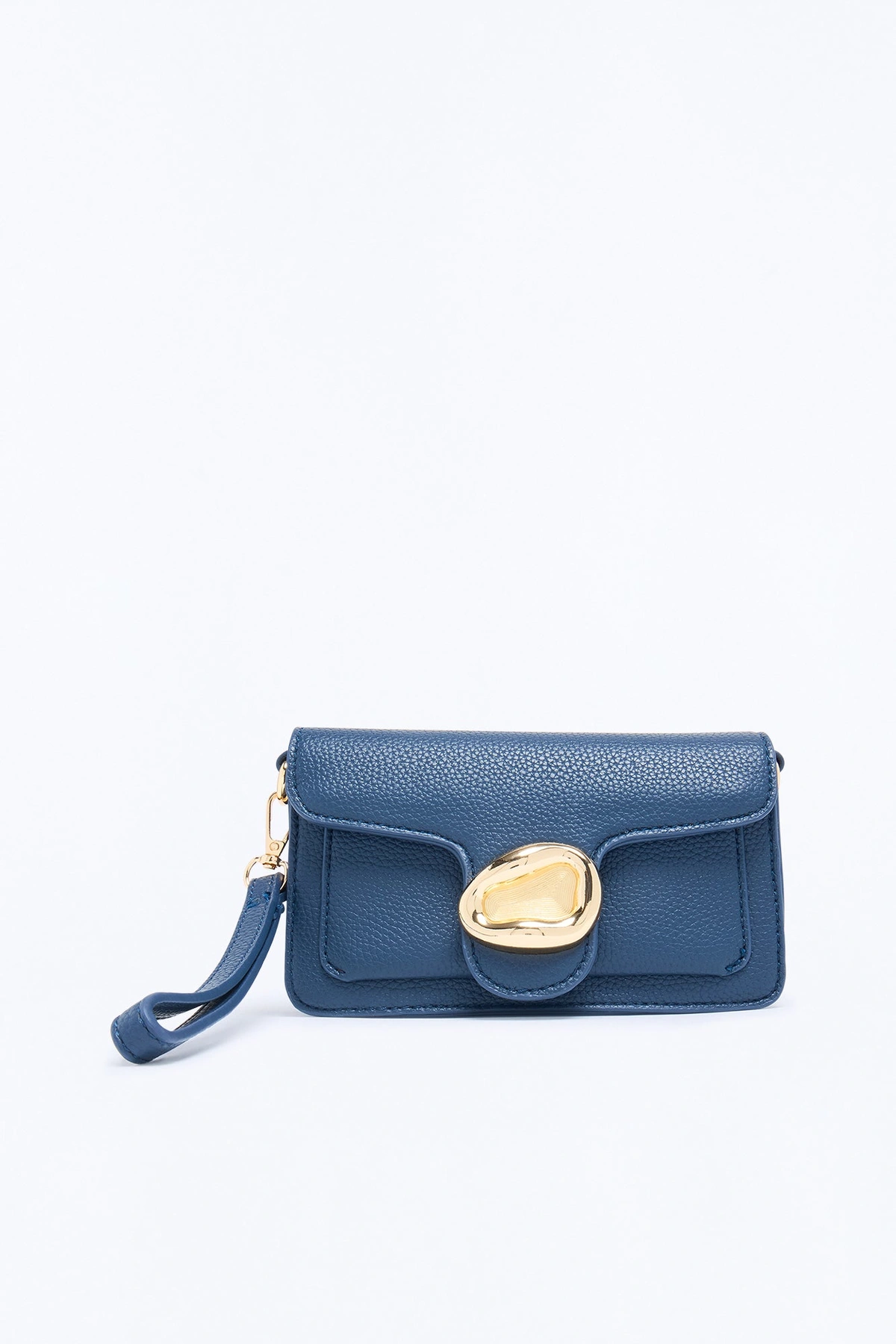 Gold Mine Faux Leather Crossbody Handbag - Navy — Azul-marinho