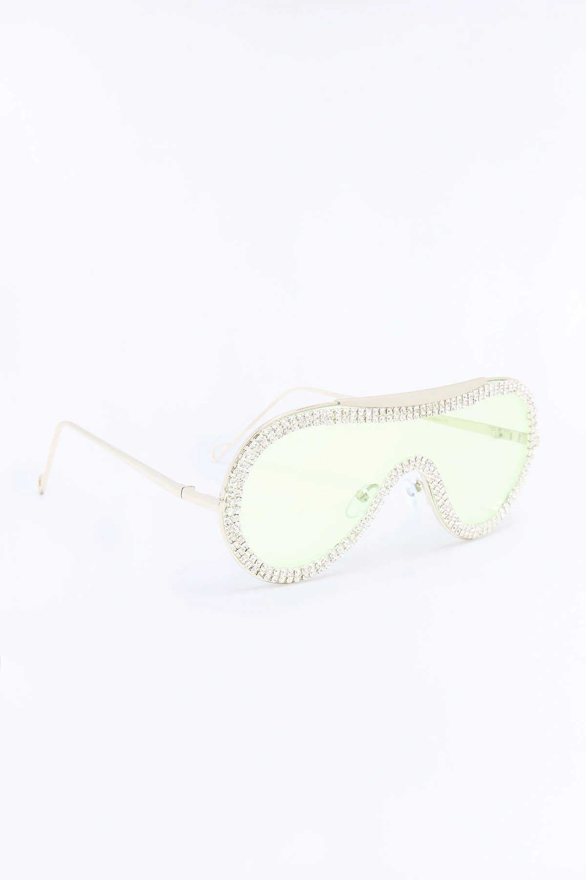Rhinestone Rock Star Sunglasses - Silver/Yellow — Prateado/Amarelo
