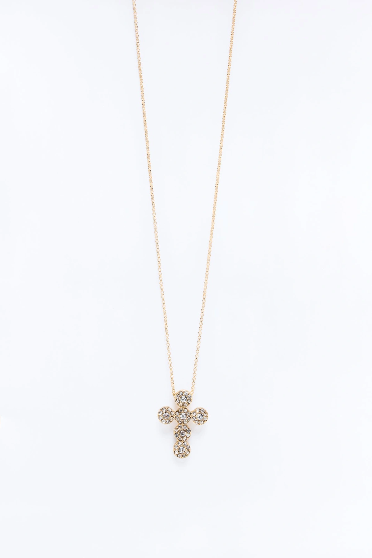 Most Holy Rhinestone Necklace - Gold — Dourado