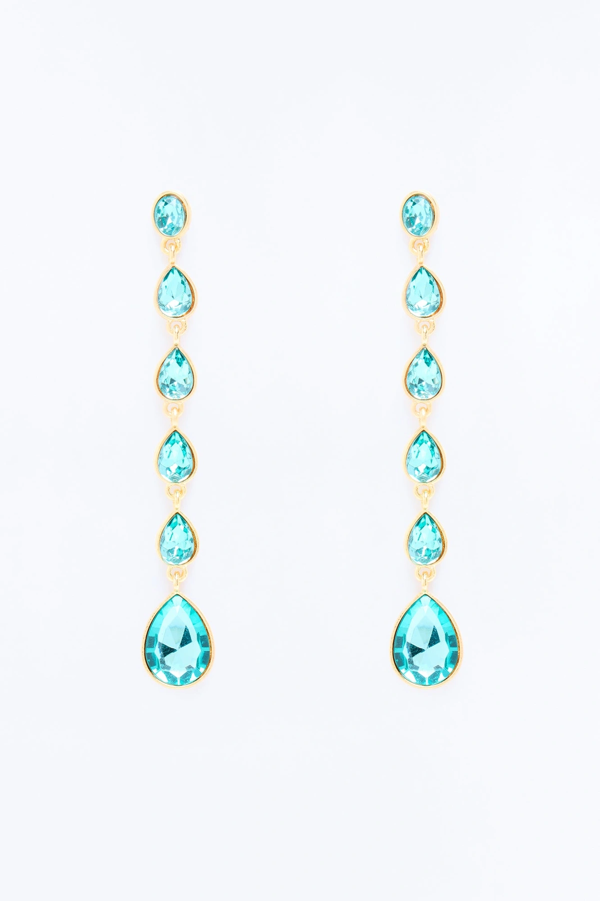 Crystallized Linear Earrings - Turquoise — Turquoise