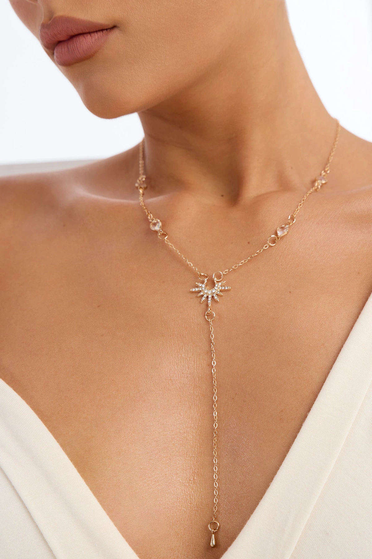 Sunburst Lariat Necklace - Gold — Dourado