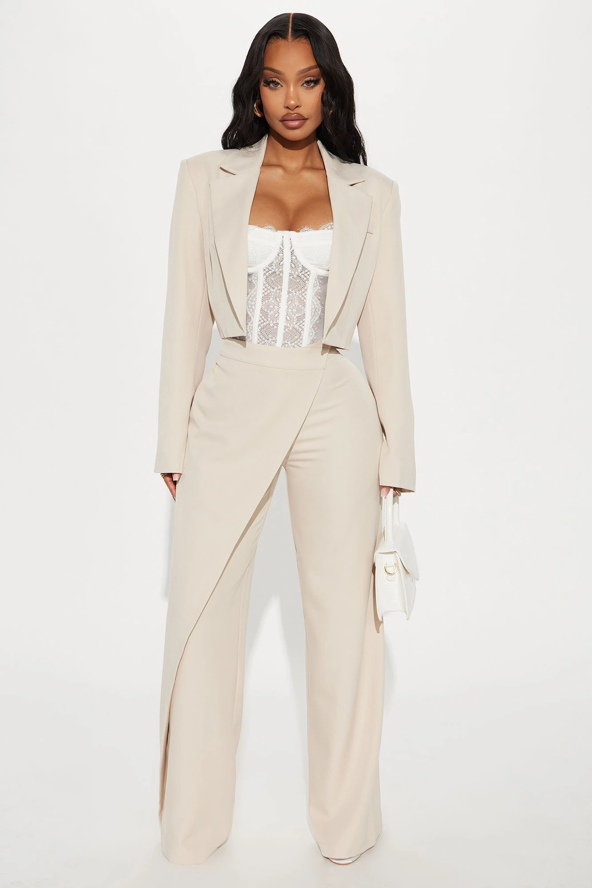 Booked And Busy Blazer Pant Set - Taupe — Bege acinzentado