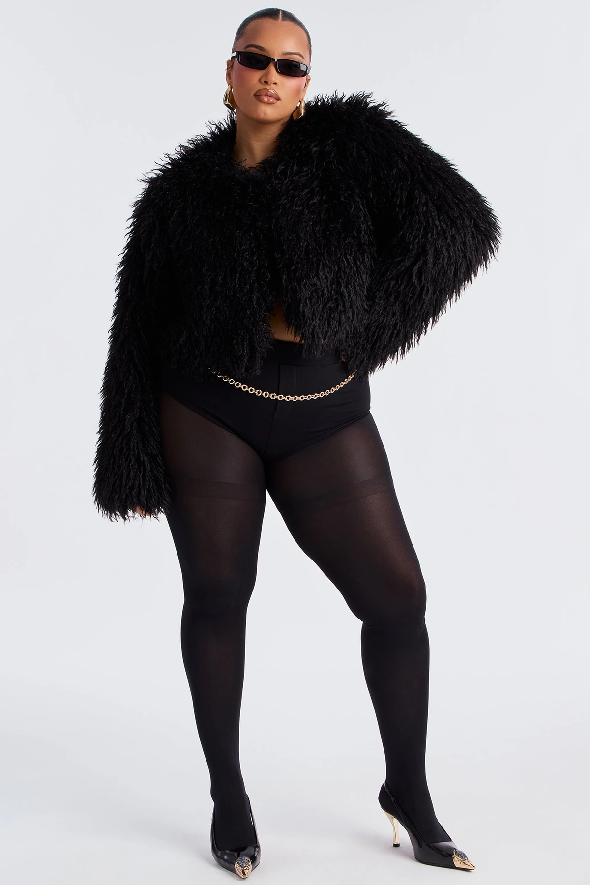 Sydney Faux Fur Coat - Black — Preto