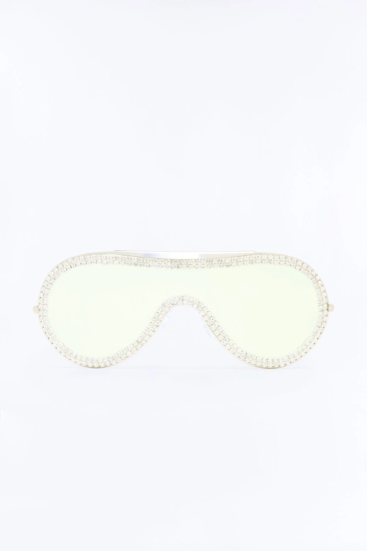 Rhinestone Rock Star Sunglasses - Silver/Yellow — Prateado/Amarelo