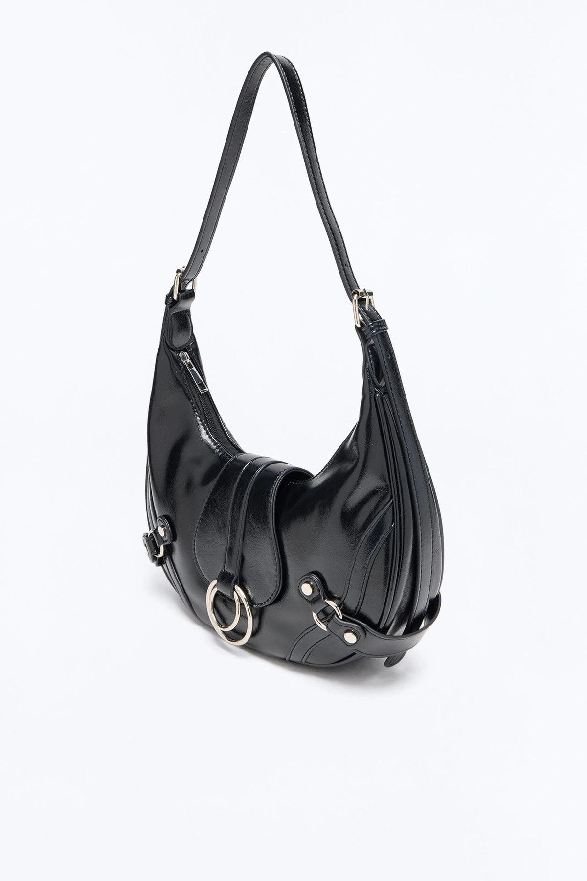 Edge Off Faux Leather Shoulder Handbag - Black — Preto