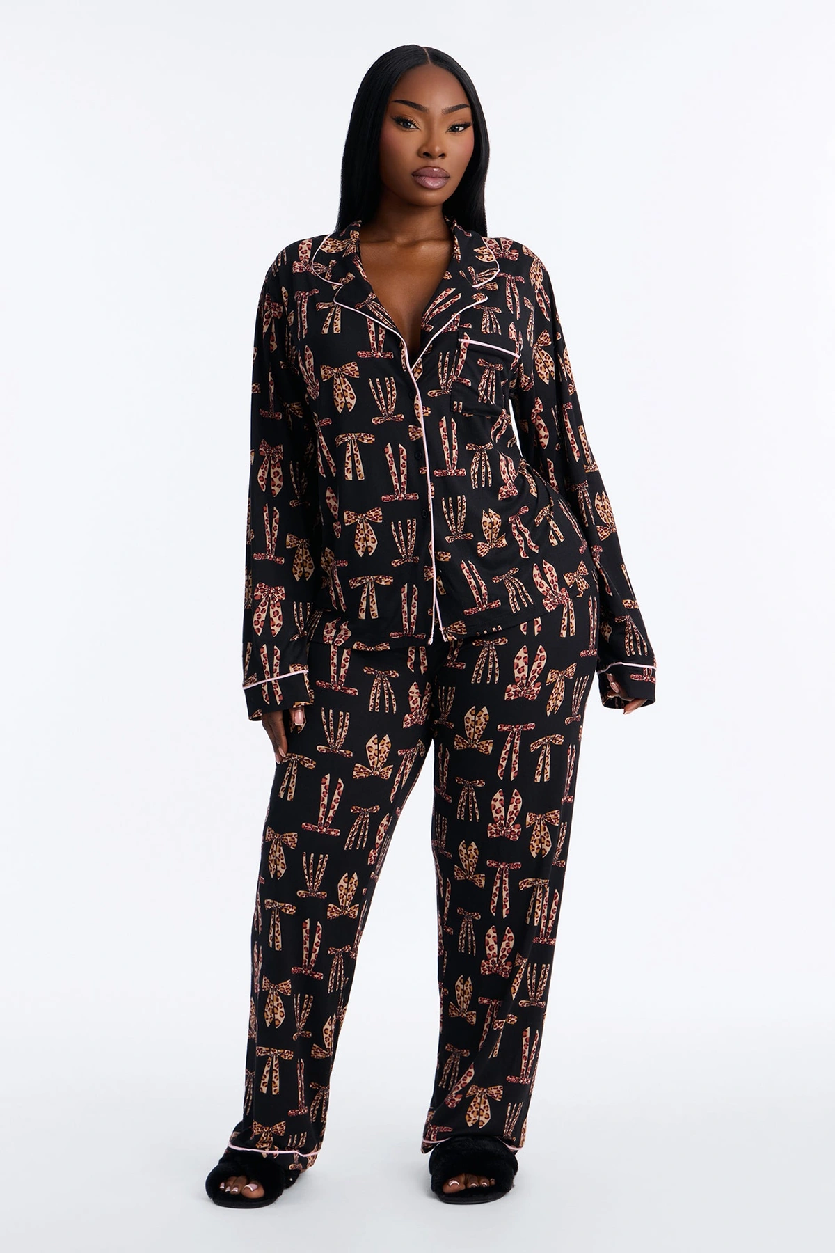 Wild & Chic PJ Pant Set - Black/combo — Preto/combinação