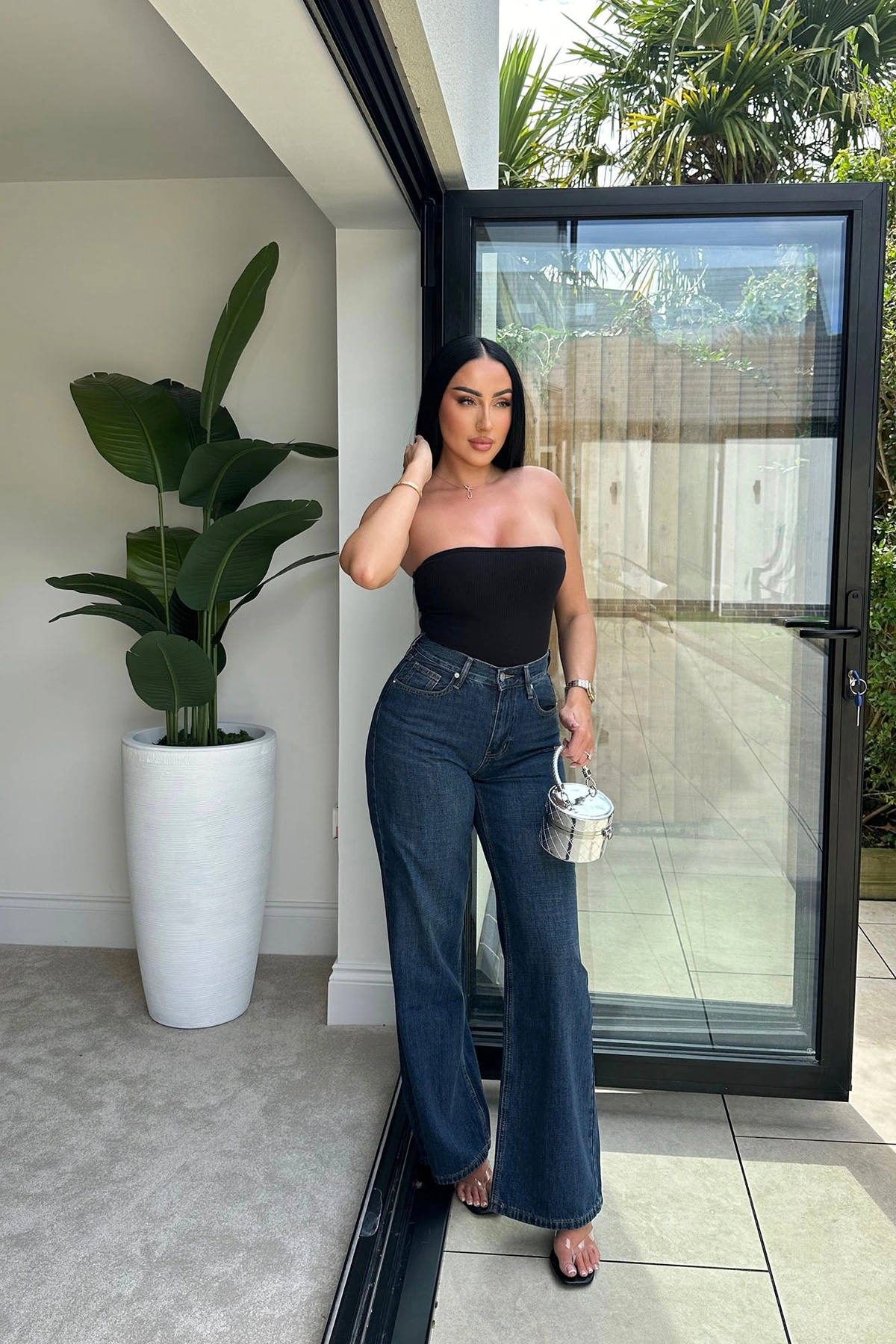 See What I Mean Wide Leg Jeans - Dark Wash — Ganga de lavagem escura