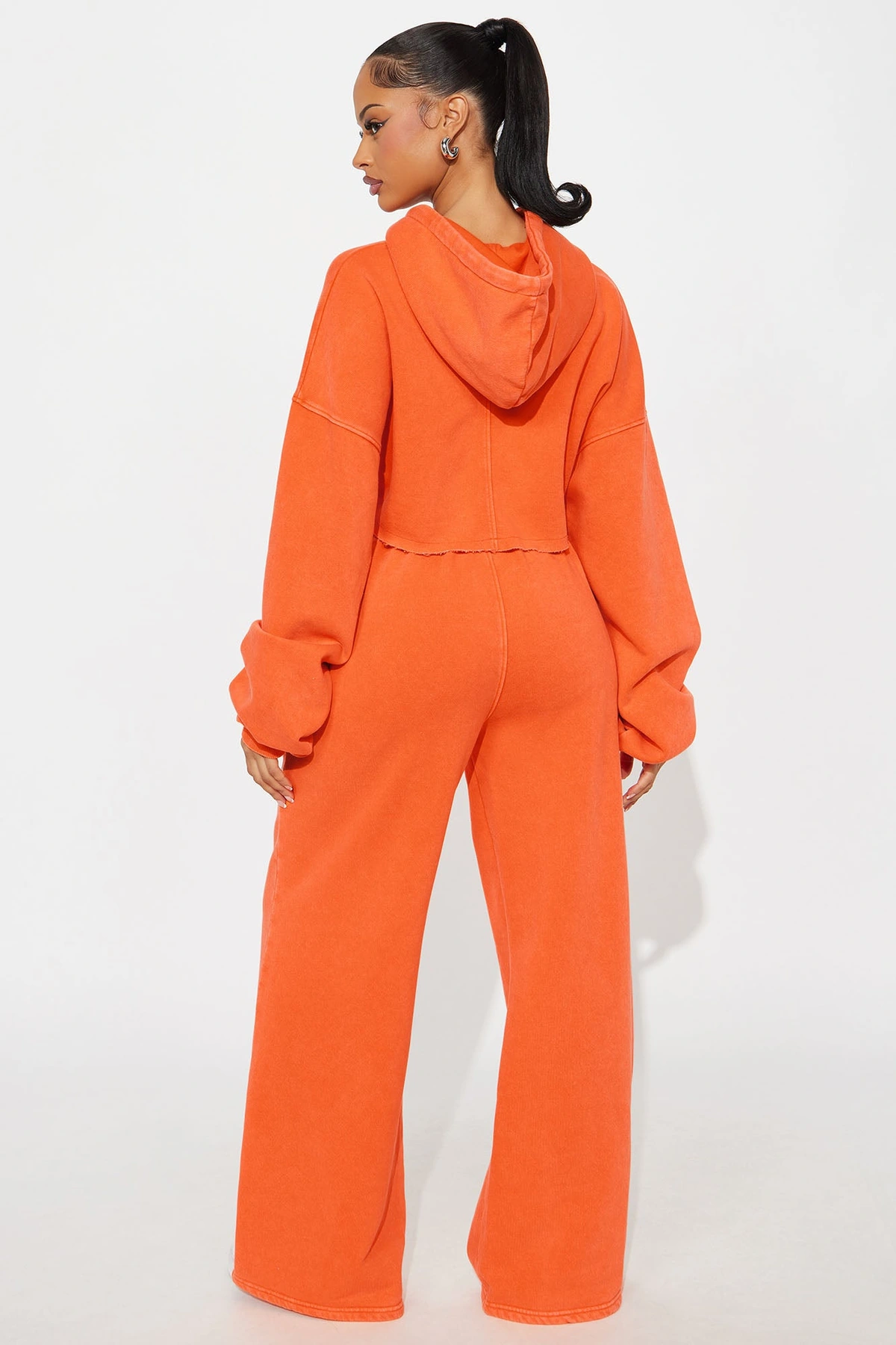 On The Go Fleece Pant Set - Orange — Laranja