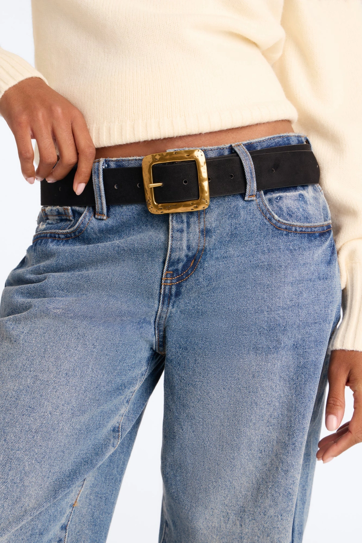 Vintage Dreams Faux Suede Belt - Black — Preto