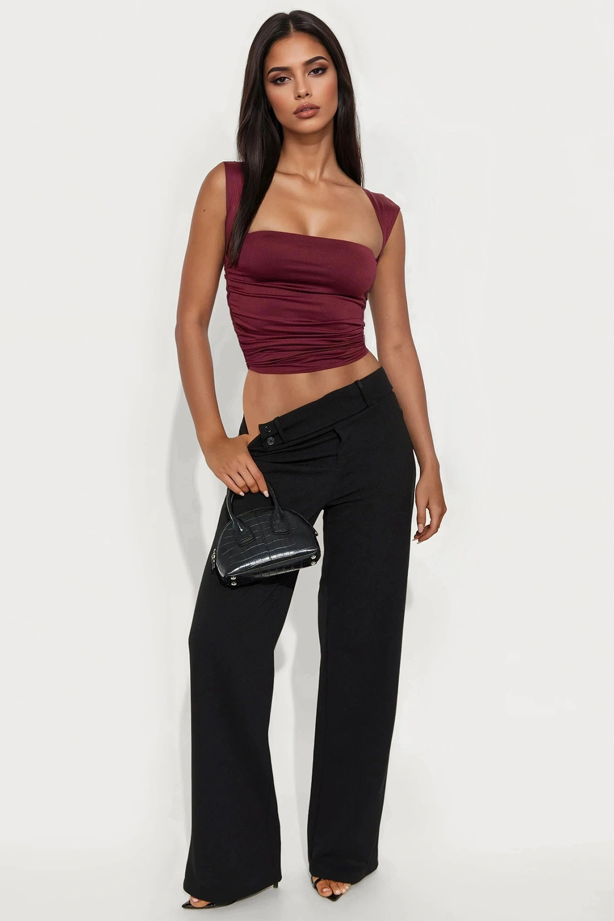 Office Tea Straight Leg Trouser Pant - Black — Preto
