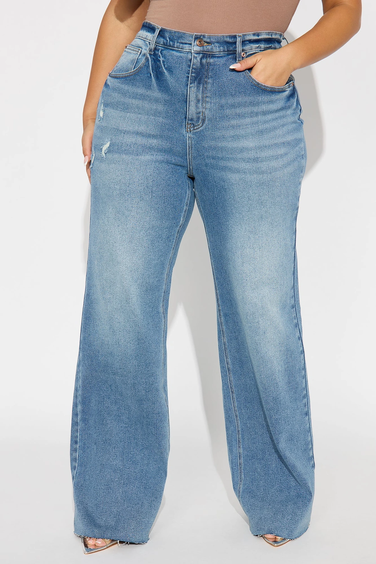 Tall Nova 90's Baby Basic Stretch Wide Leg Jean - Medium Wash — Ganga de lavagem média