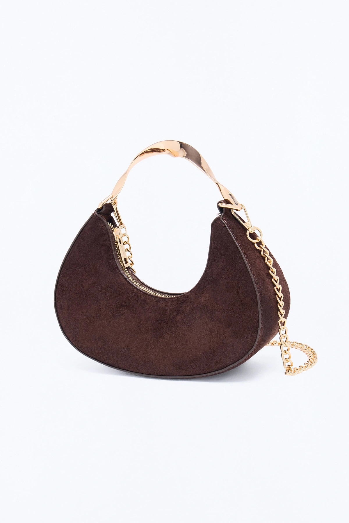 She's Twisted Faux Leather Satchel Handbag - Brown — Castanho