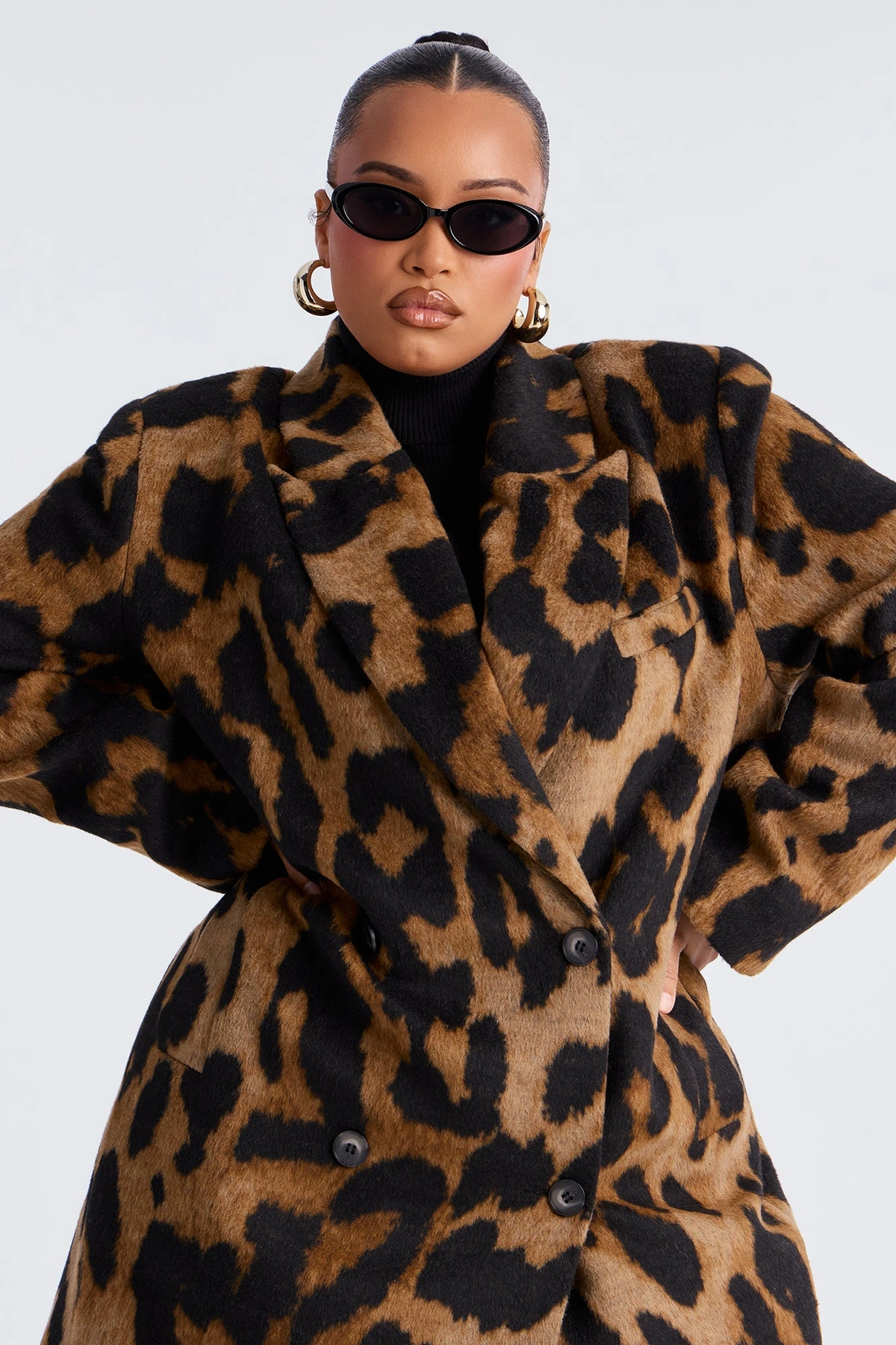 Take The Leap Leopard Double Breasted Coat - Leopard — Leopardo