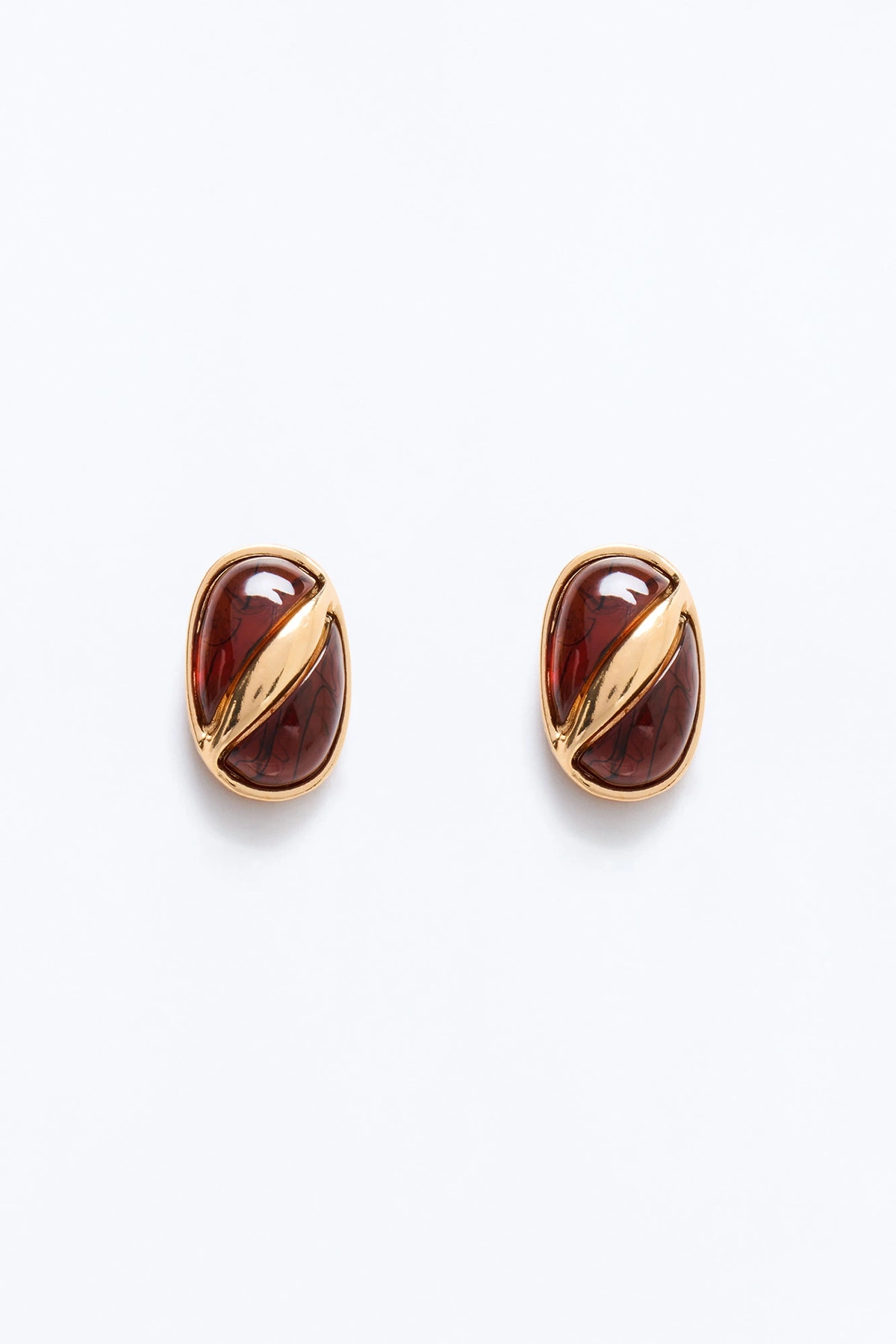 Afterglow Jeweled Stud Earrings - Gold/Brown — Dourado/Castanho
