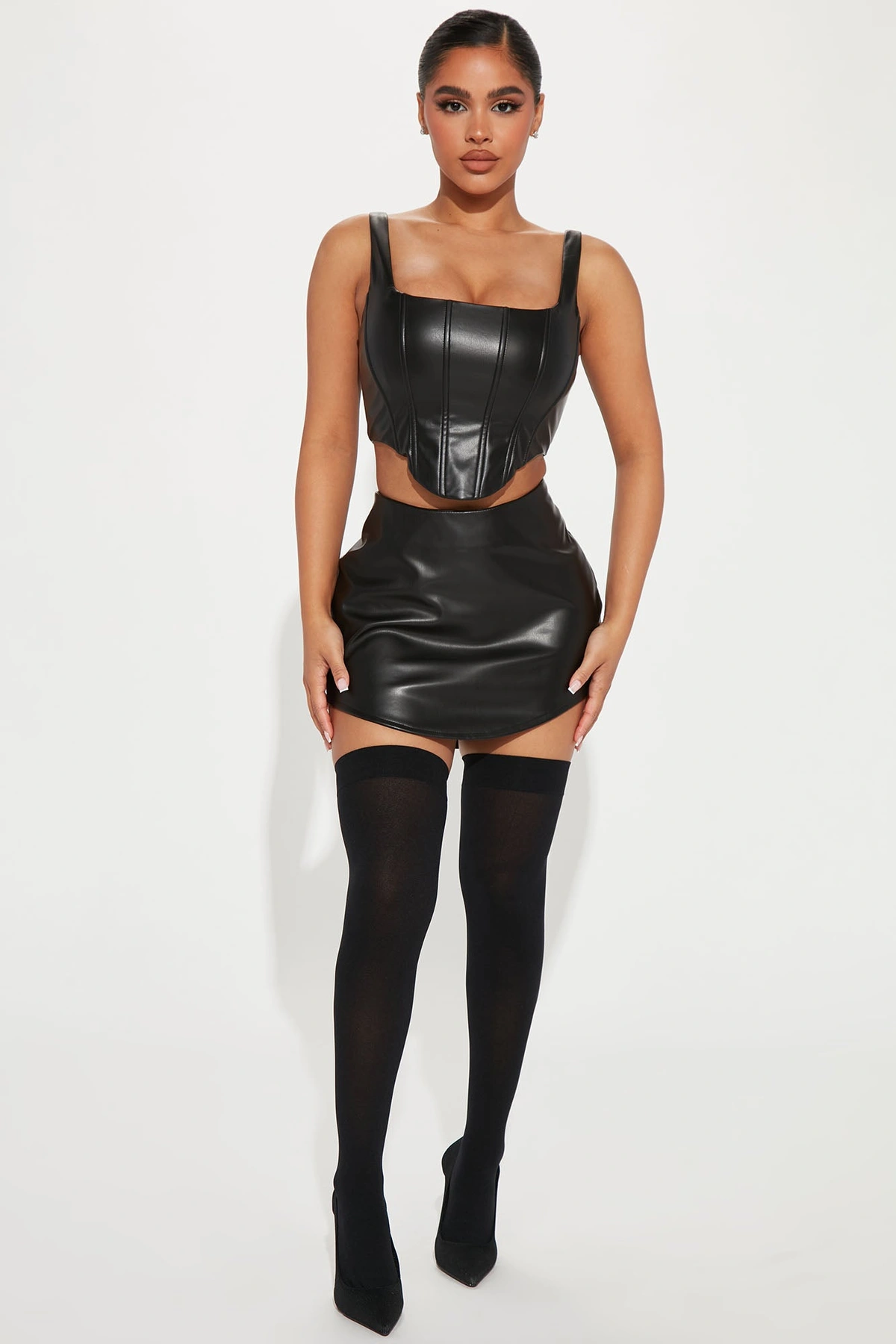 Final Touch Sheer Thigh Highs - Black — Preto
