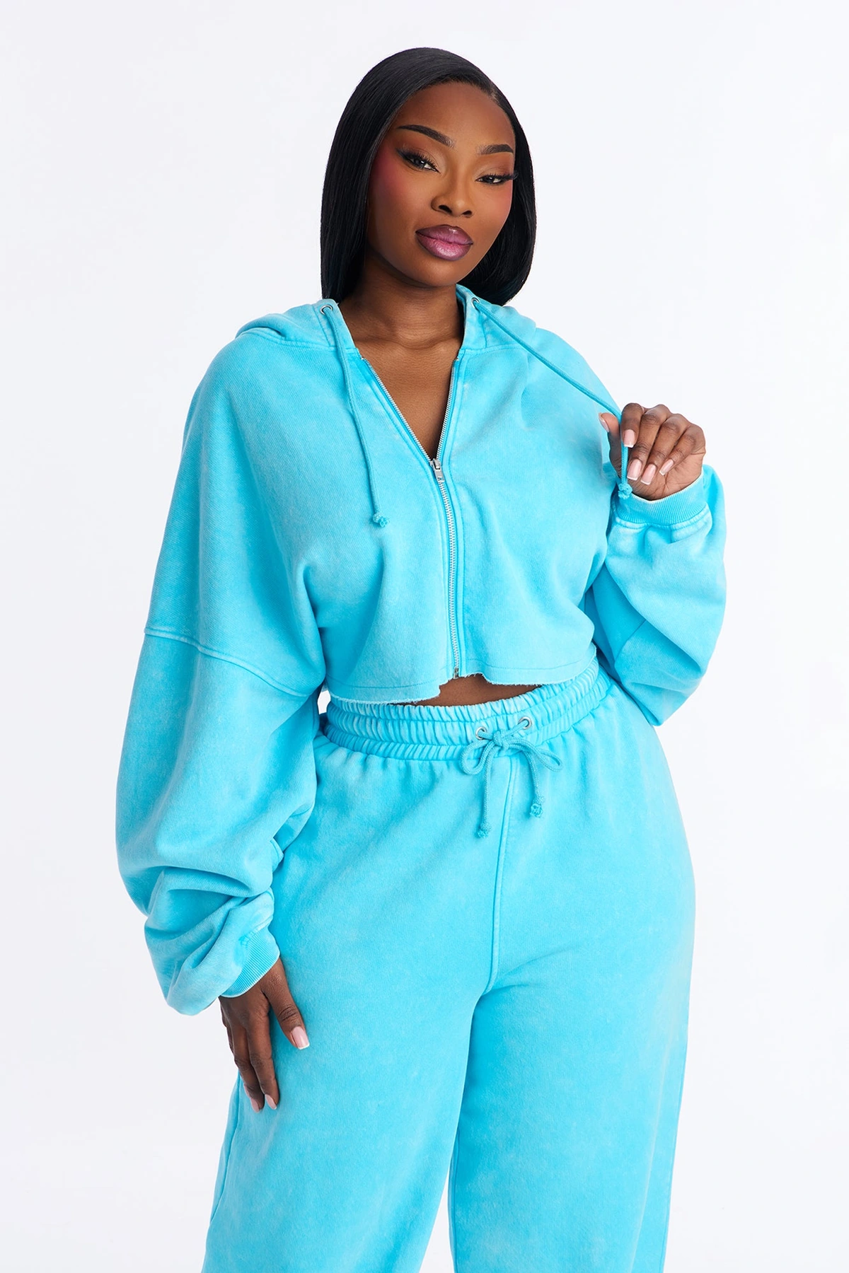 On The Go Fleece Pant Set - Aqua — Aqua