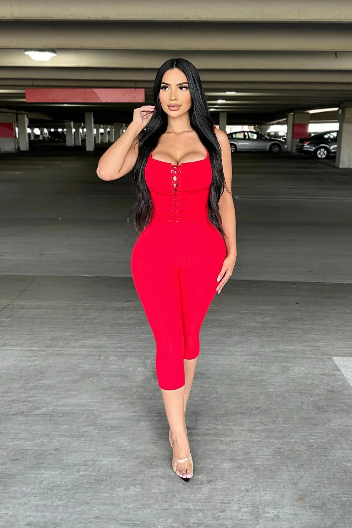 Carina Snatched Pant Set - Red — Vermelho