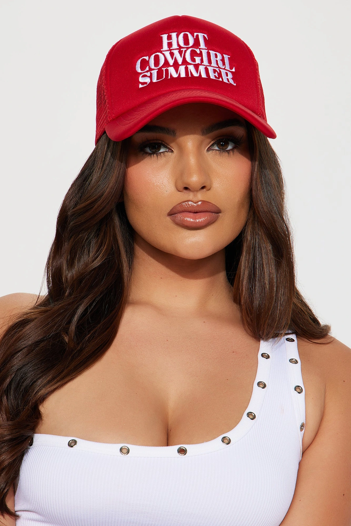 Hot Cowgirl Summer Trucker Hat - Red — Vermelho