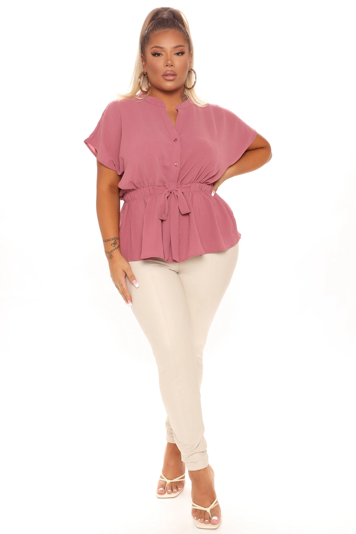 Waist No Time Blouse - Rose — Rose