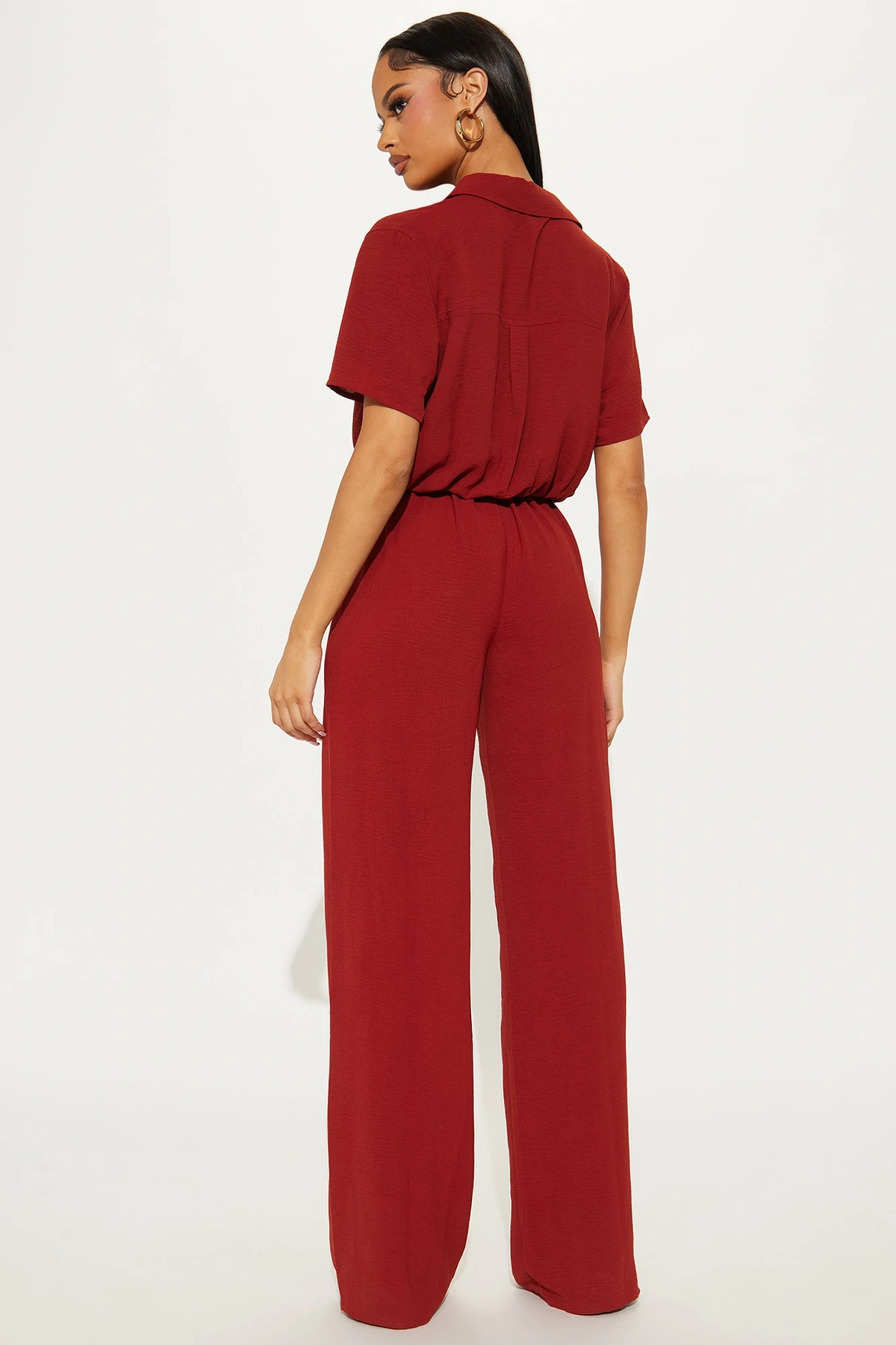 Makenzie Short Sleeve Jumpsuit - Rust — Ferrugem