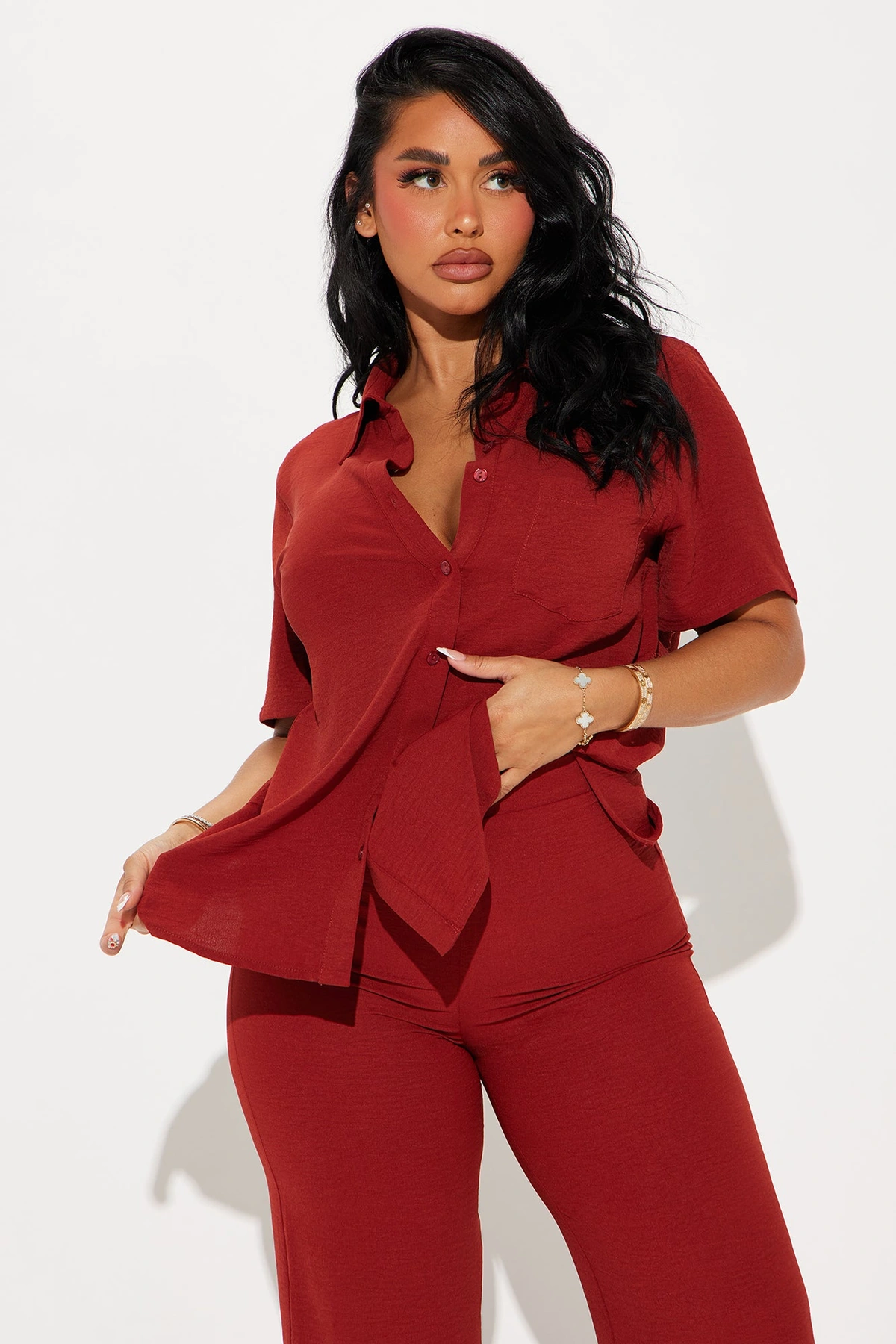 Makenzie Short Sleeve Pant Set - Rust — Ferrugem