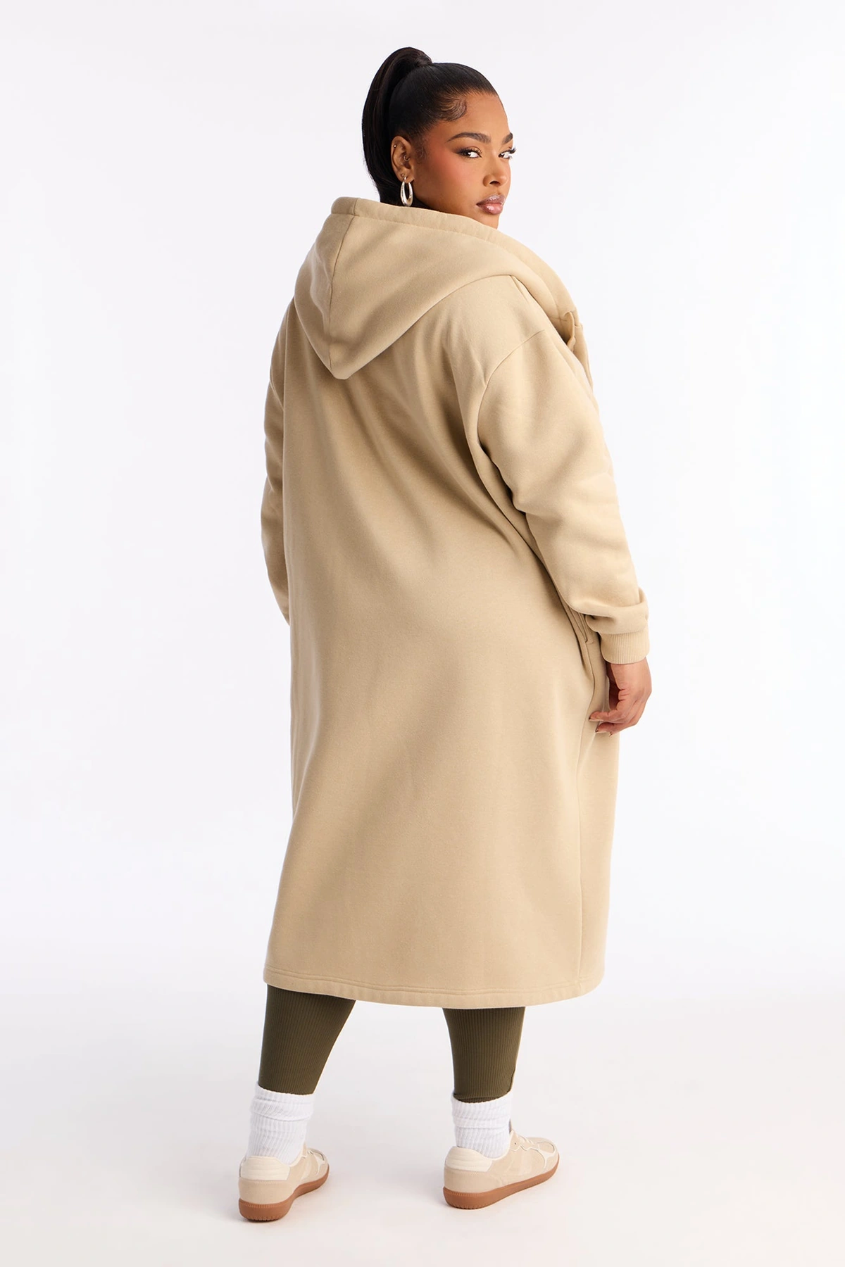 Jolie Cozy Fleece Trench - Taupe — Bege acinzentado