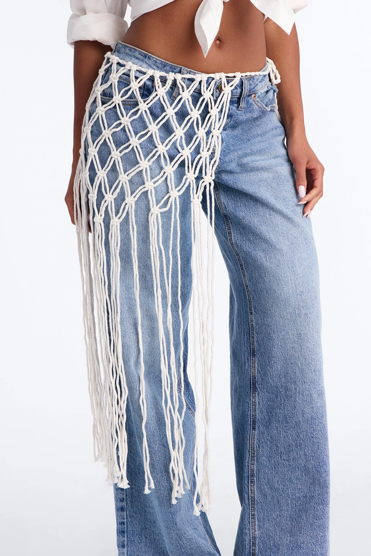 Plenty Of Fish Crochet Scarf Belt - Ivory — Marfim