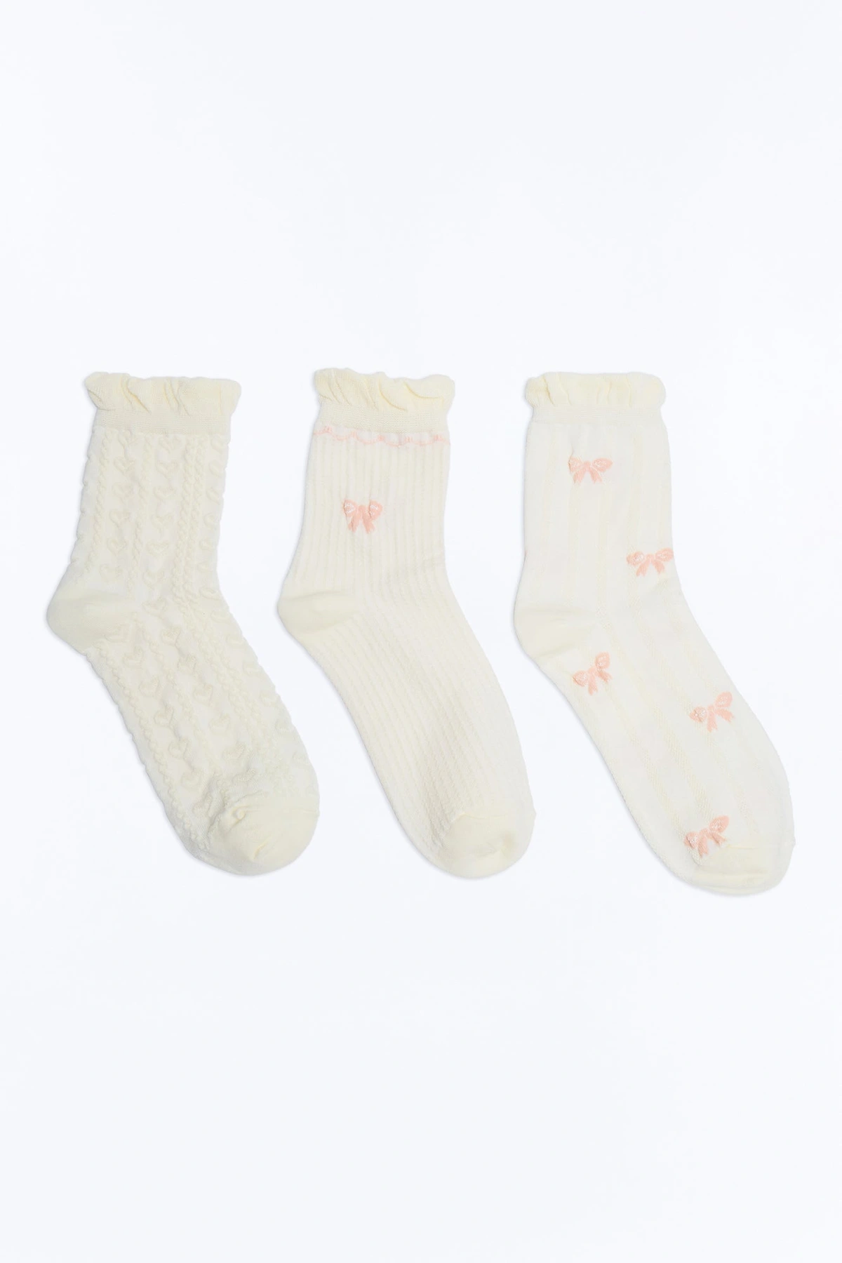 Pretty Little Thing 3 Pack Crew Socks - White/combo — Branco/combinação