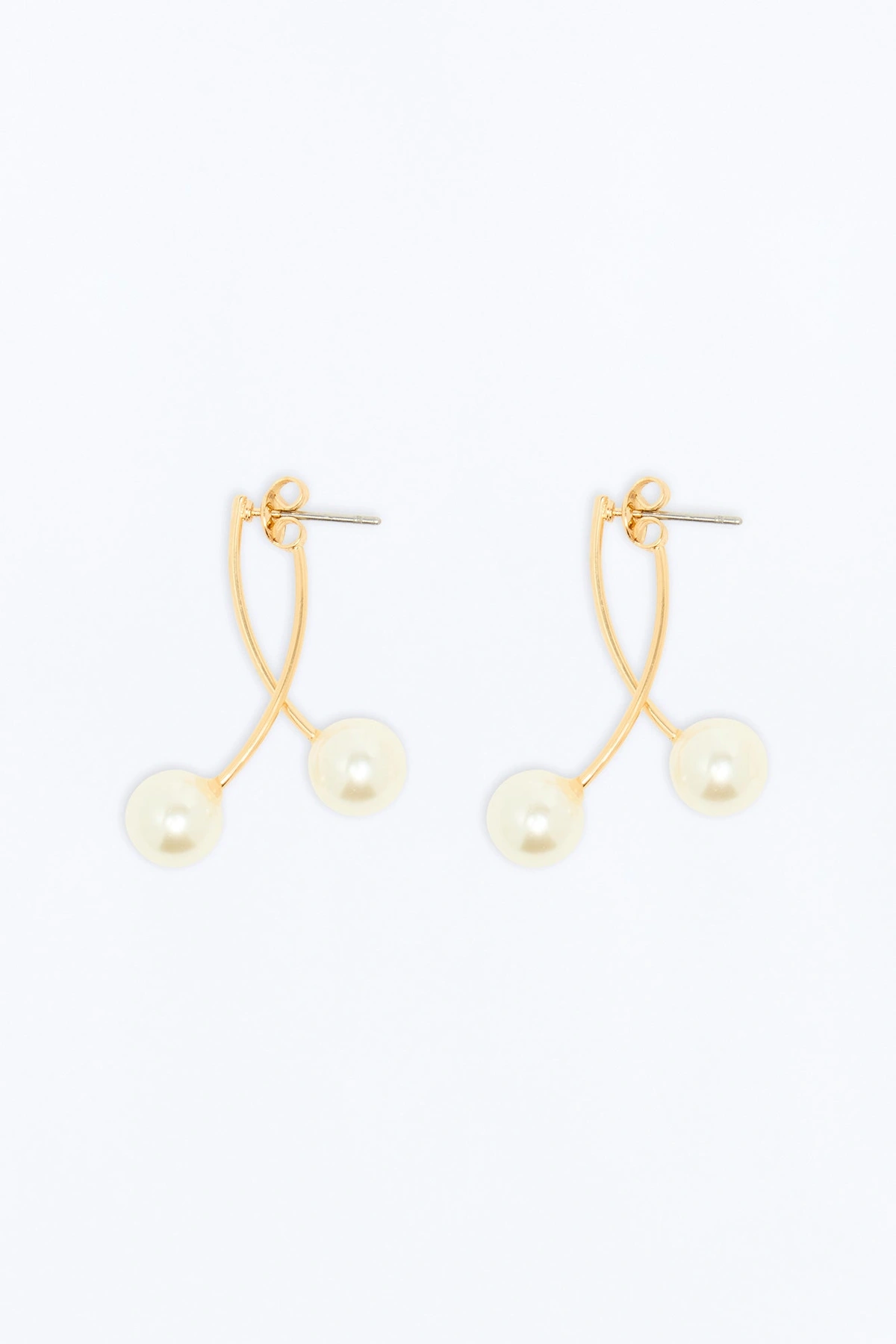 Knock Em Down Drop Earrings - White/Gold — Branco/Dourado
