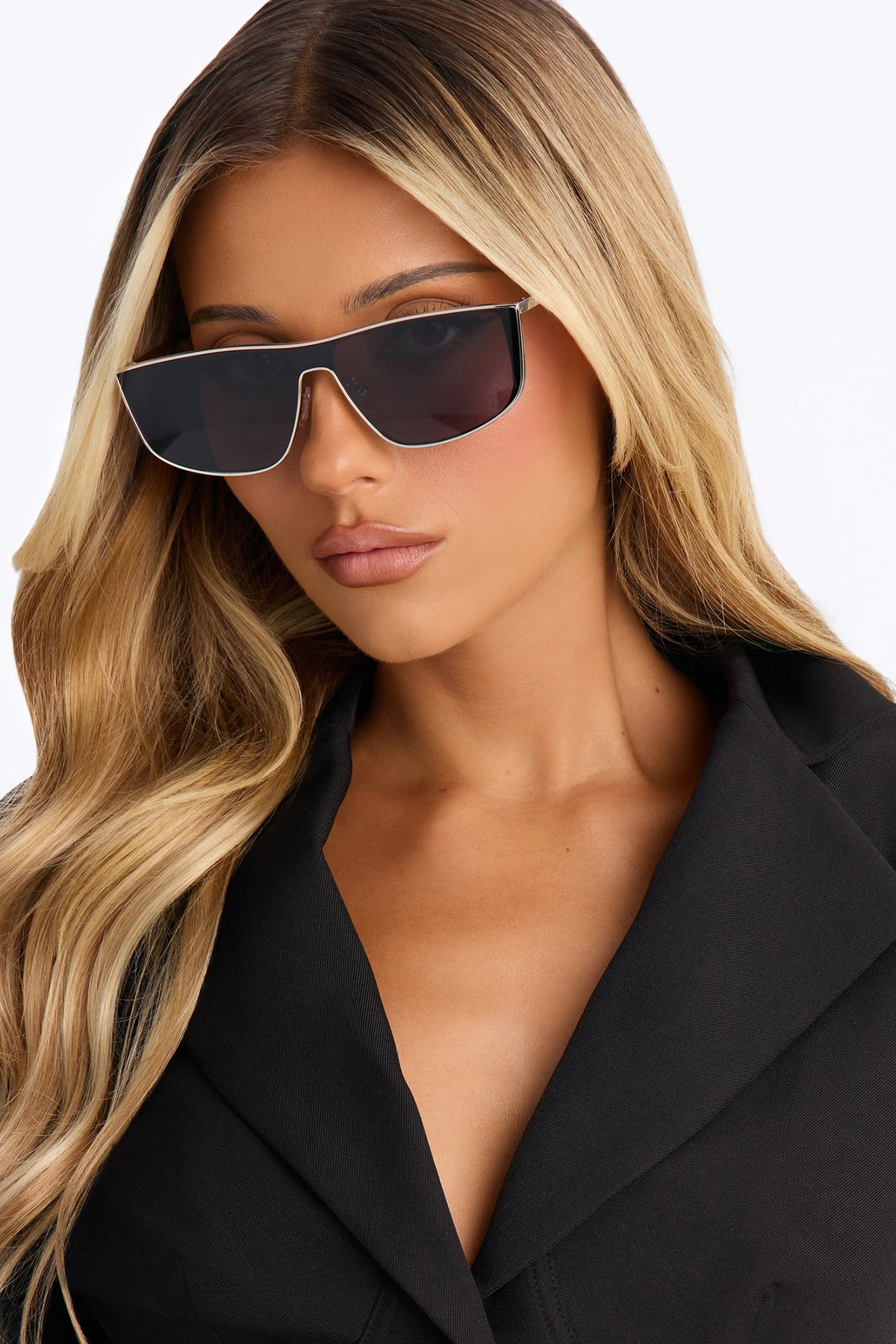 Follow Your Lead Sunglasses - Black/Silver — Preto/Prateado
