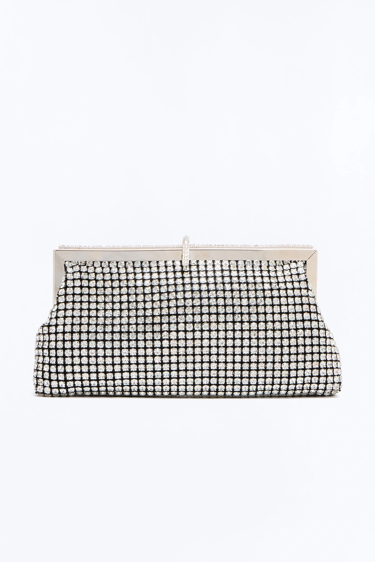 Total Eclipse Rhinestone Clutch Handbag - Silver — Prateado