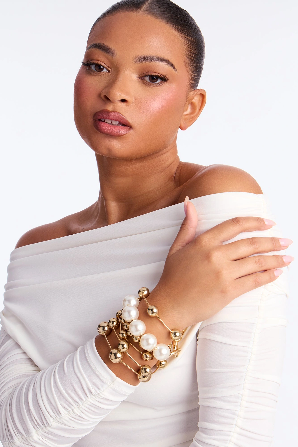 Lori Pearl Beaded 7 Piece Bracelet Set - Gold — Dourado