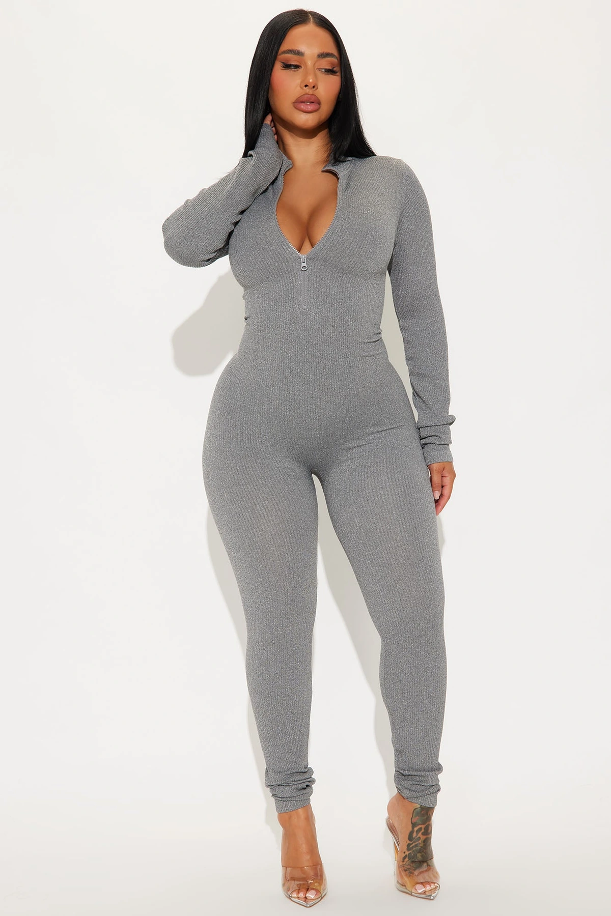 Chloe Seamless Jumpsuit - Charcoal — Cinzento-escuro