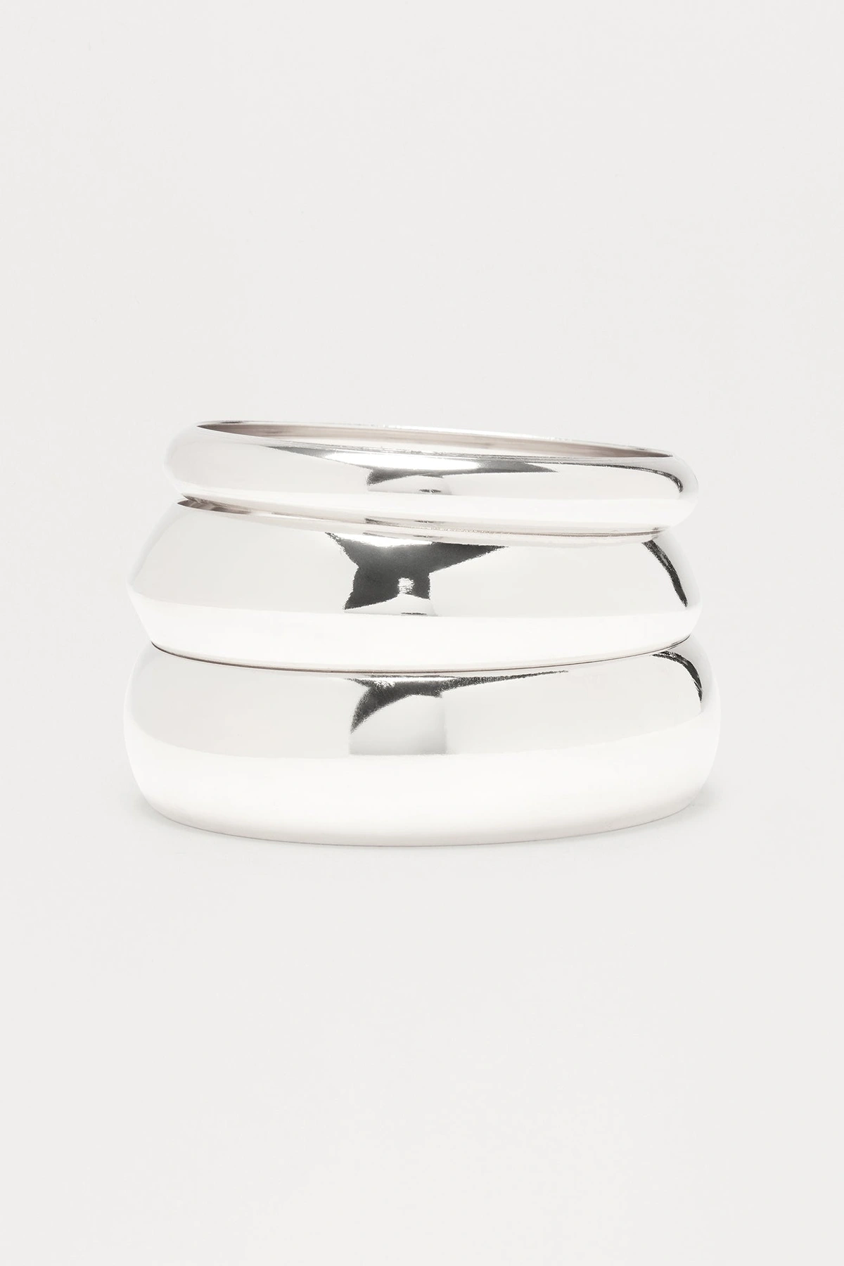 Fashionably Late 3 Piece Bangle Set - Silver — Prateado