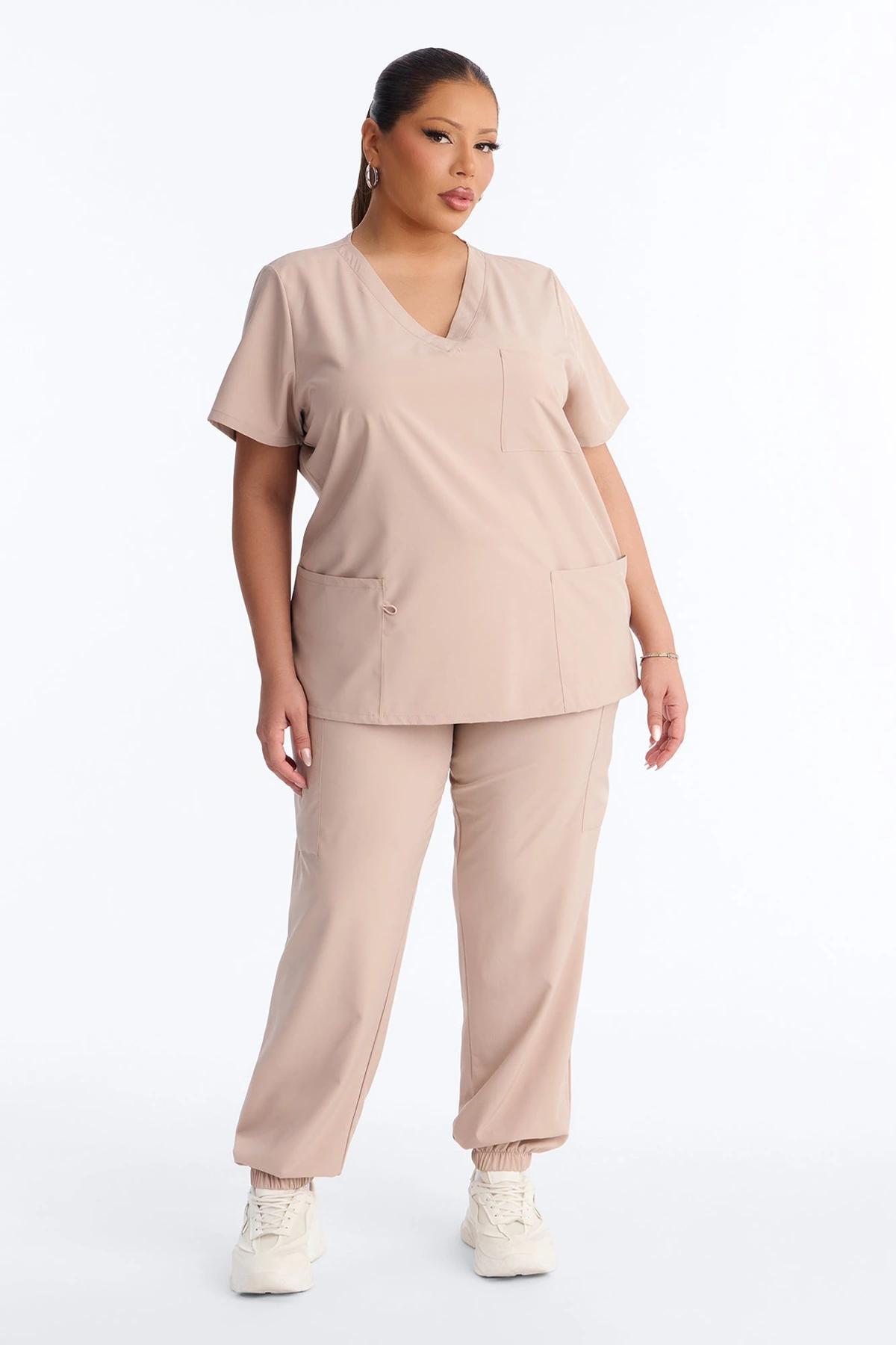 Working Overtime Jogger 4FLEX Uniform Scrub Set - Khaki — Caqui