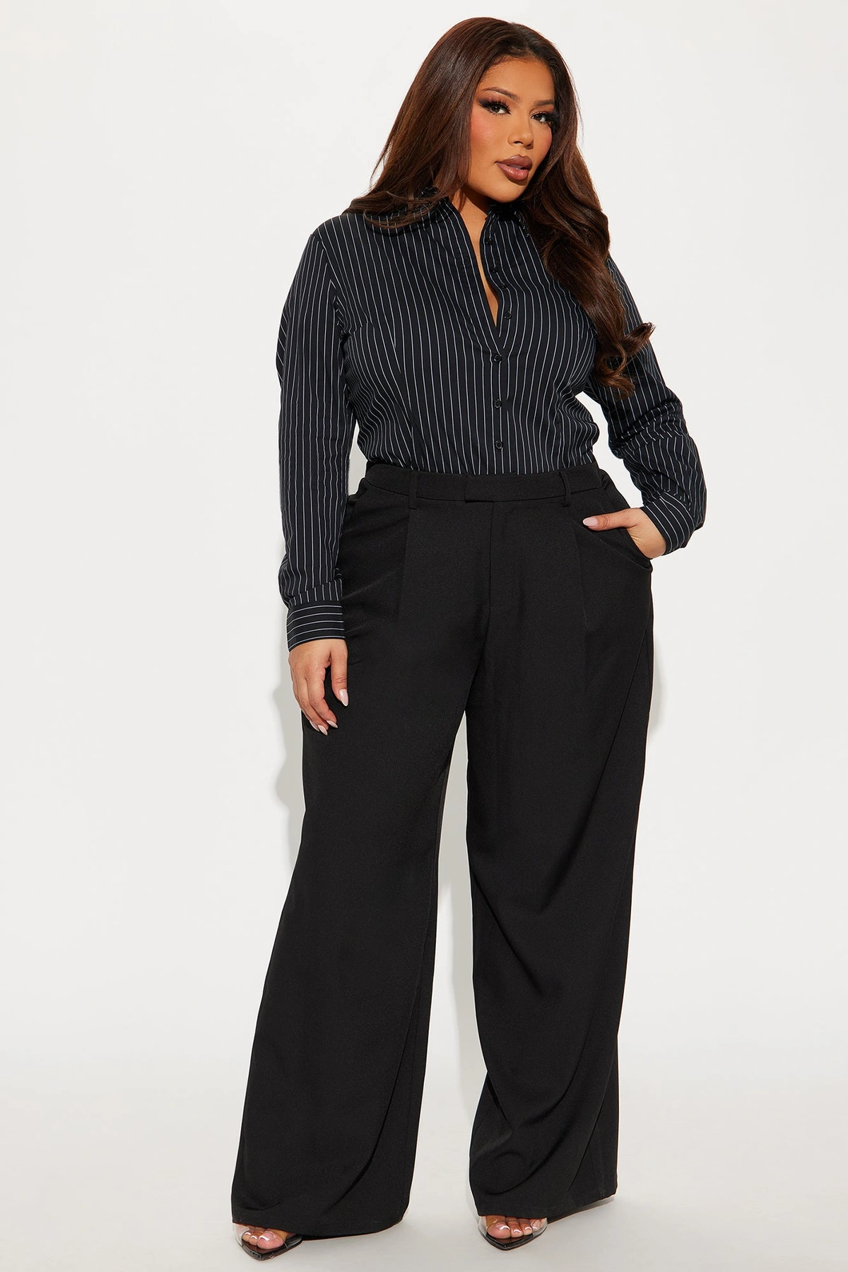 One Step Ahead Striped Shirt - Black/White — Preto/Branco