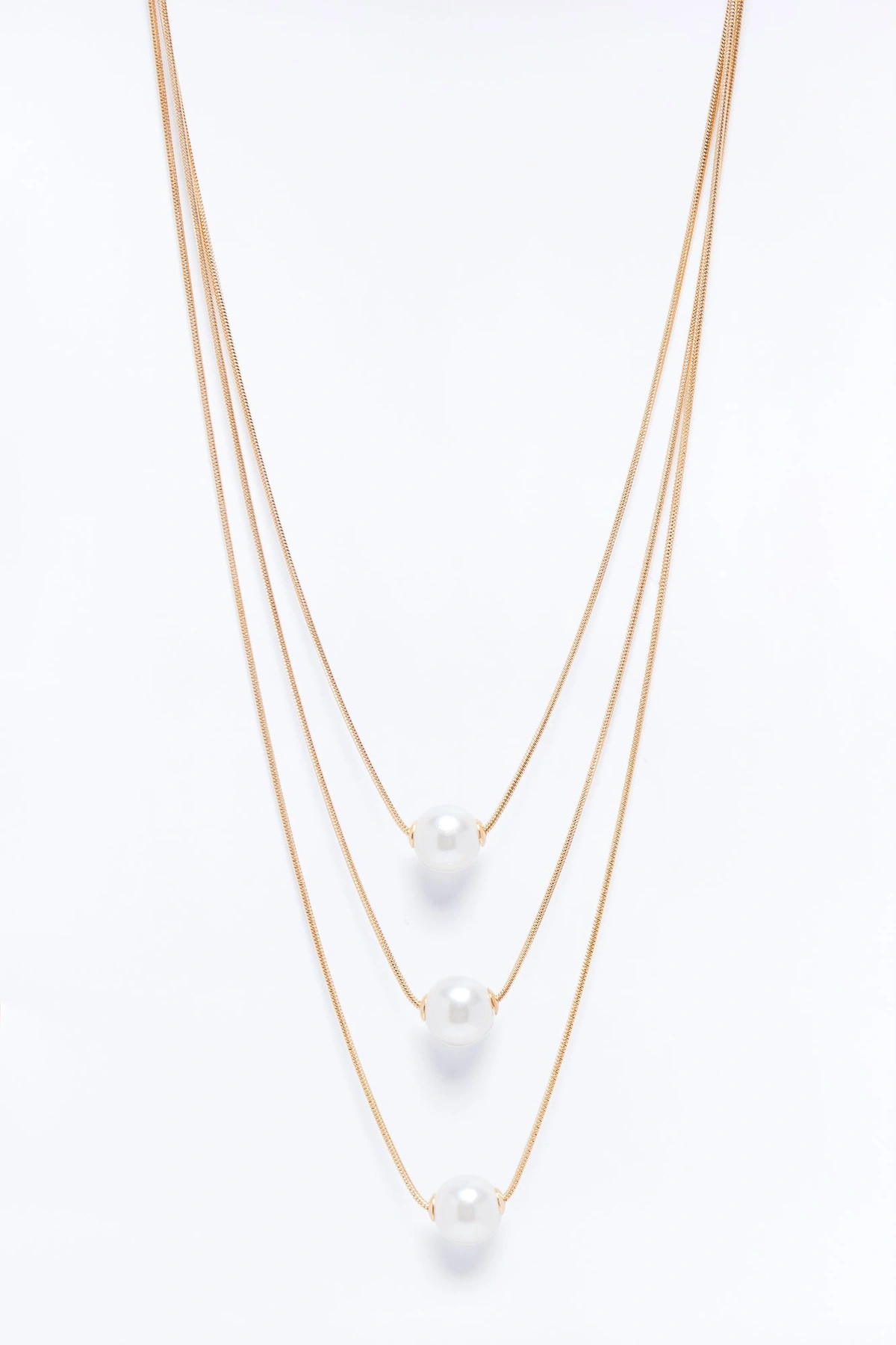 Perfect Touch Pearl Layered Necklace - Gold — Dourado